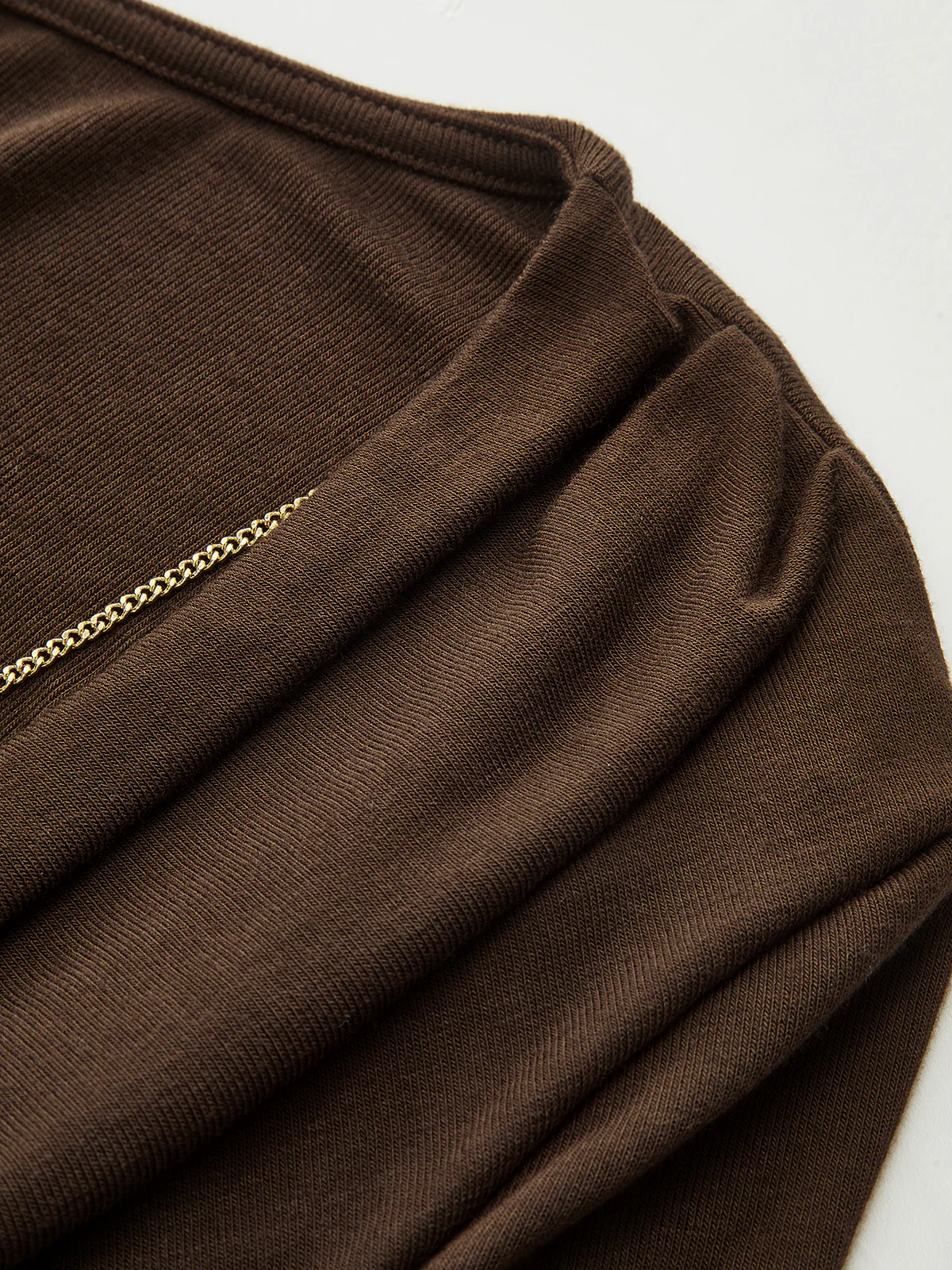 Chain Detail Cowl Neck Ruched Top - Image 4