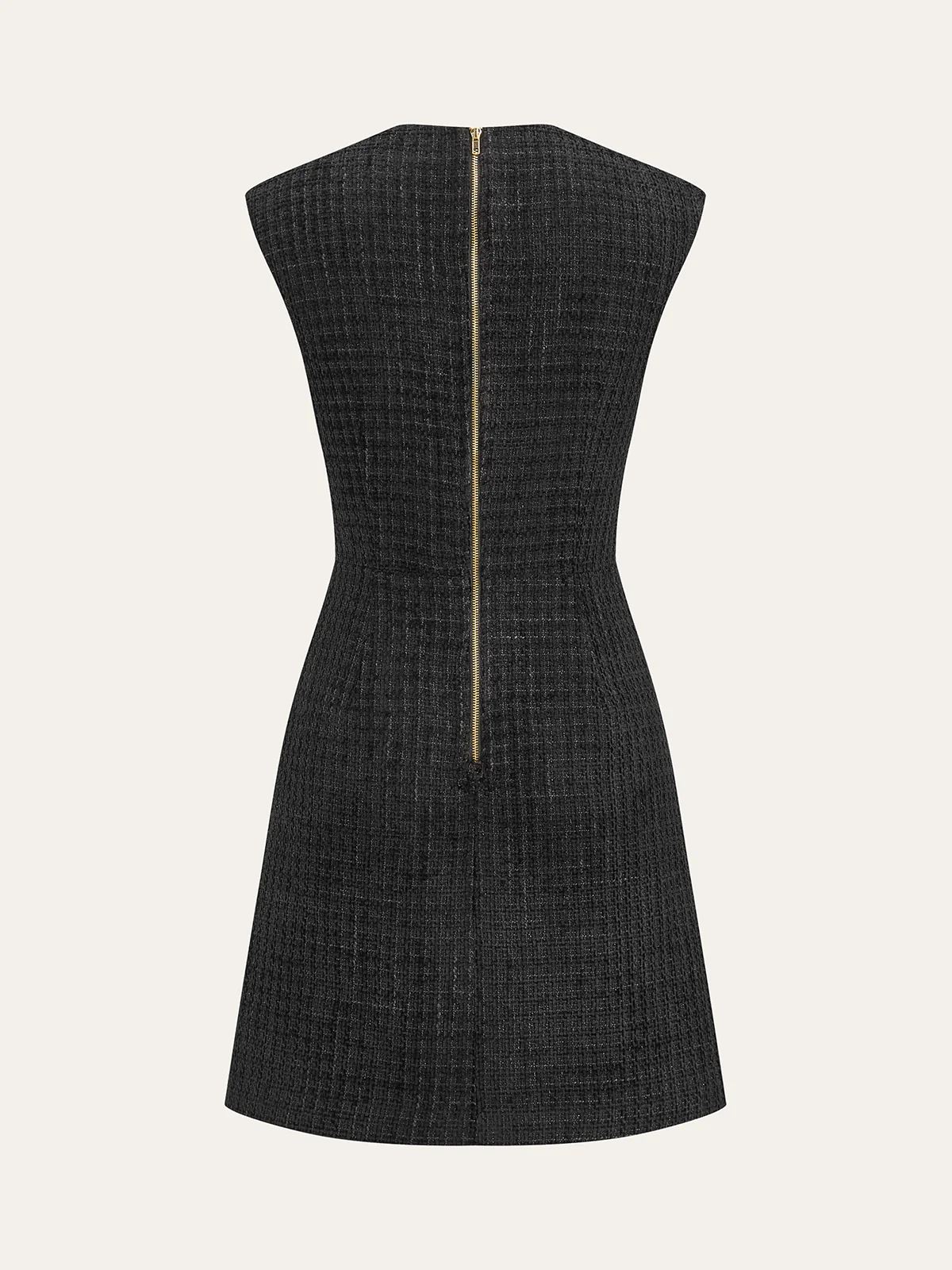 Chain Detail Tweed Sleeveless Mini Dress - Image 4