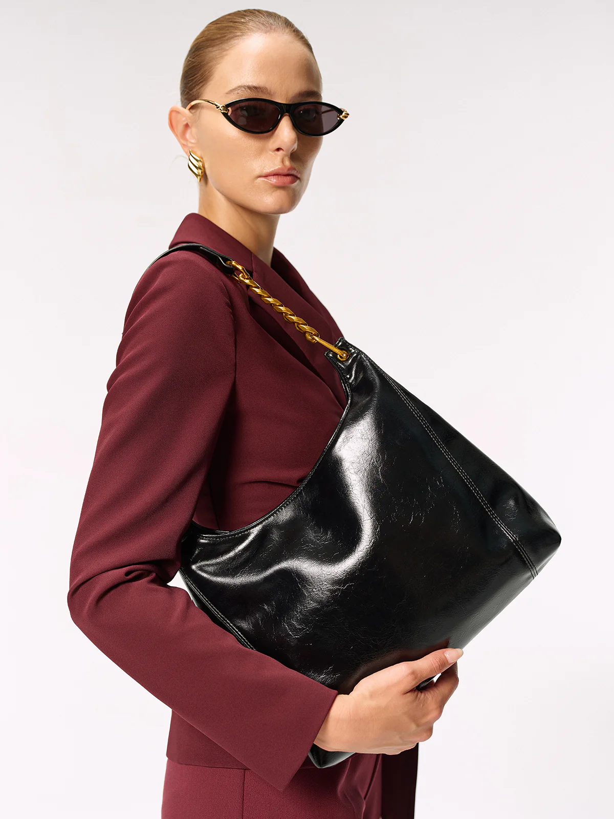 Chain PU Leather Shoulder Bag - Image 3