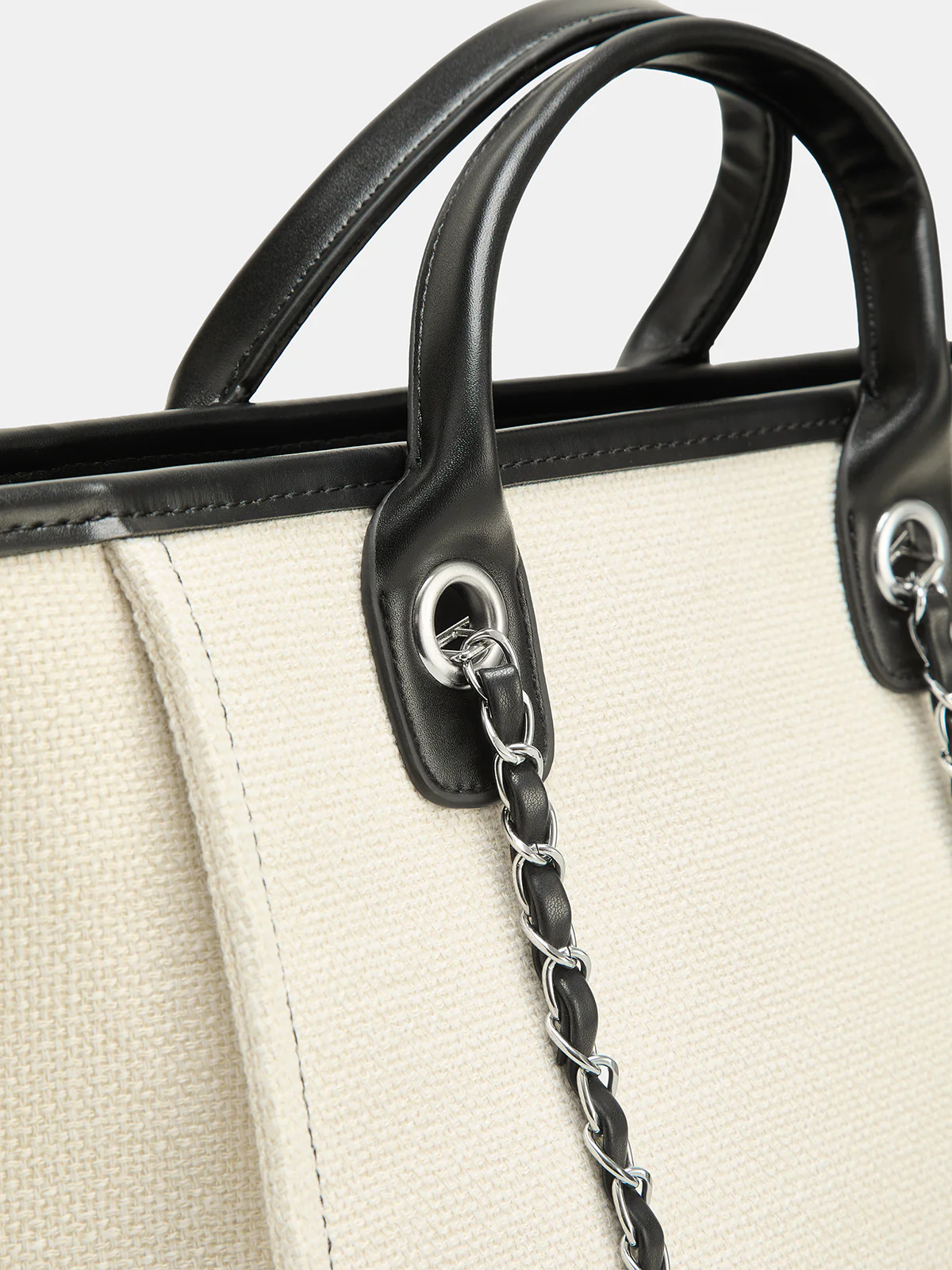 Chain Strap Canvas Tote Handbag - Image 3