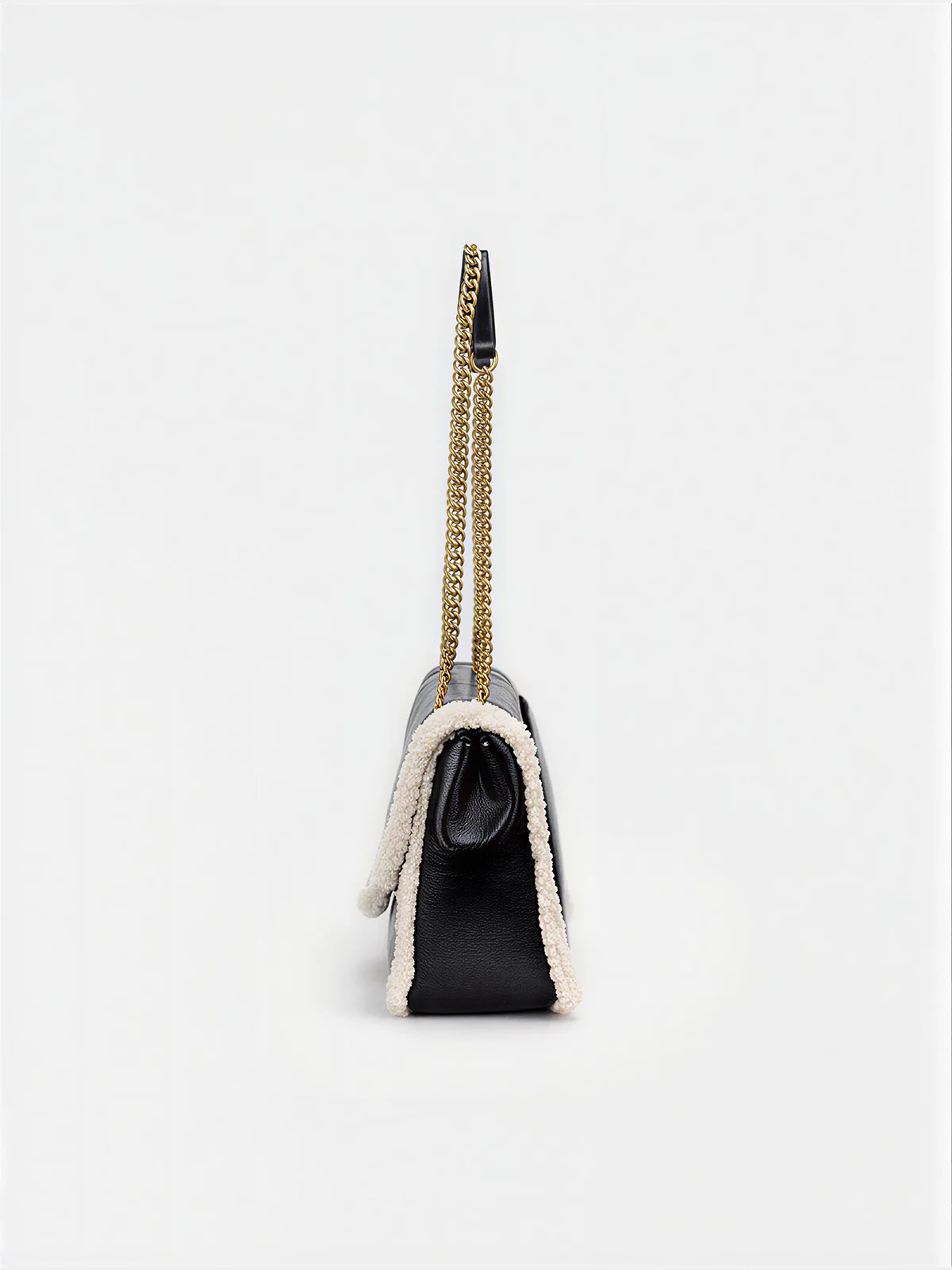 Chain Strap Shearling Trim Shoulder Bag - Image 3