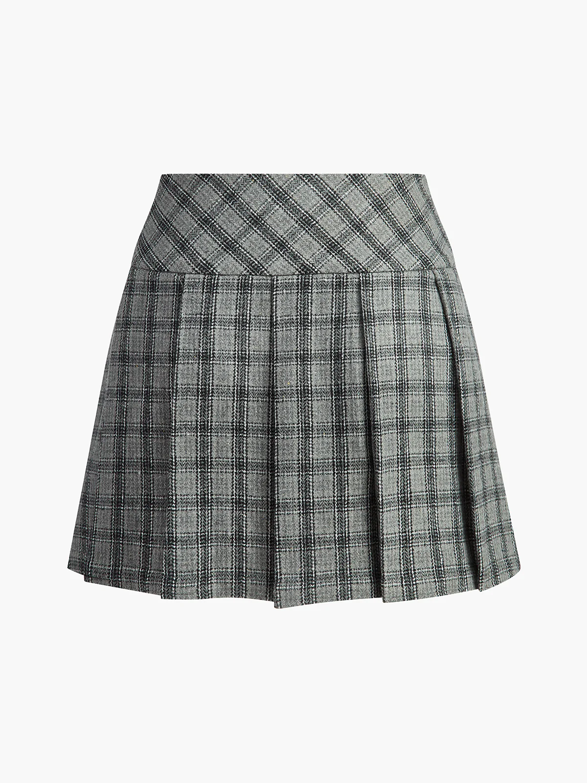 Checked Pleated Zipper Mini Skirt - Image 2