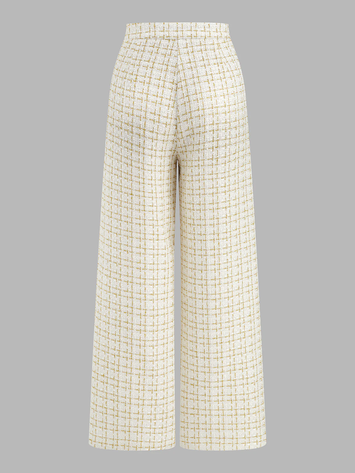 Checked Tweed Vest & Wide-Leg Pants Set - Image 5