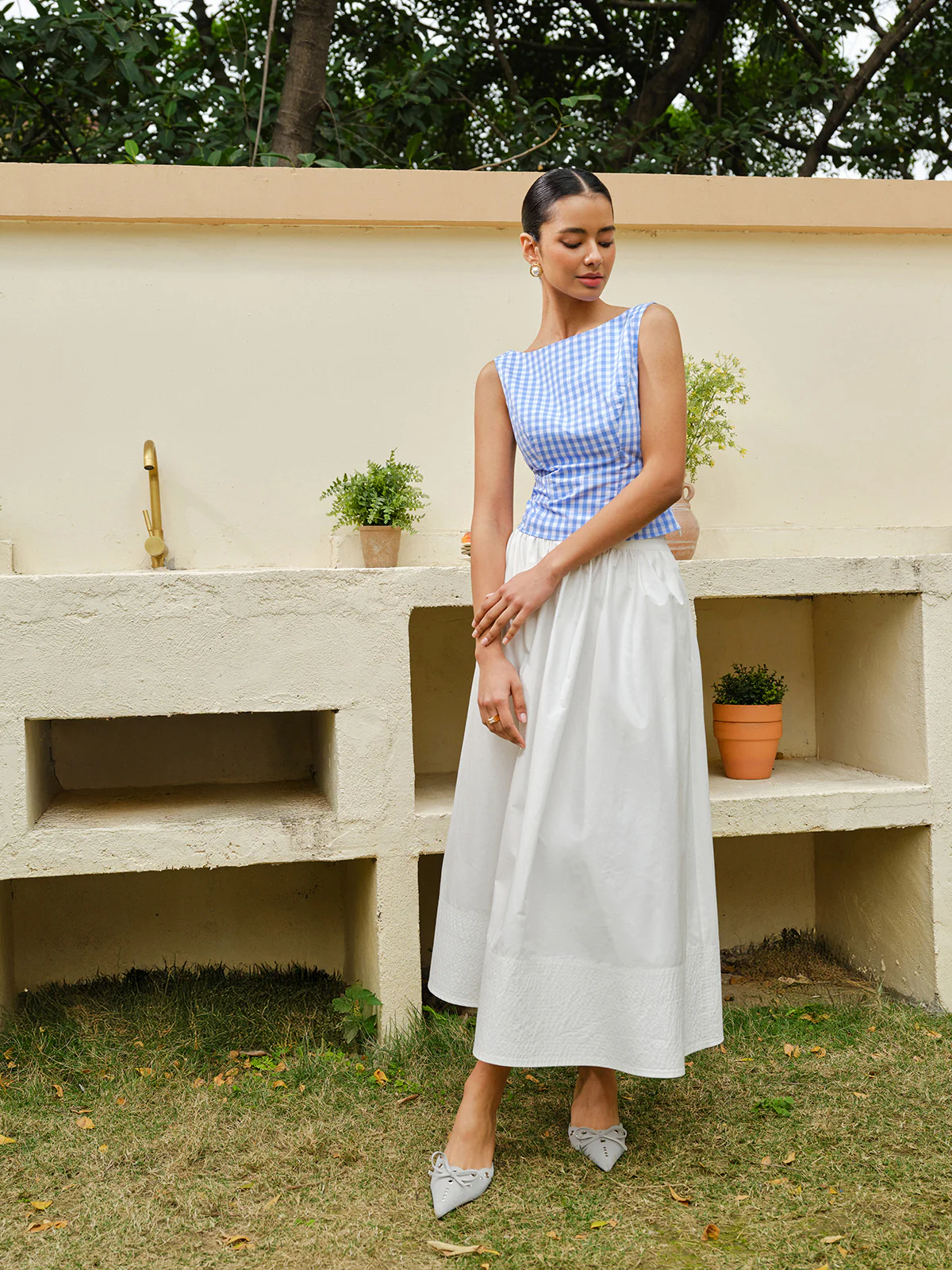 Checkerboard Bow Back Crop Top - Image 6
