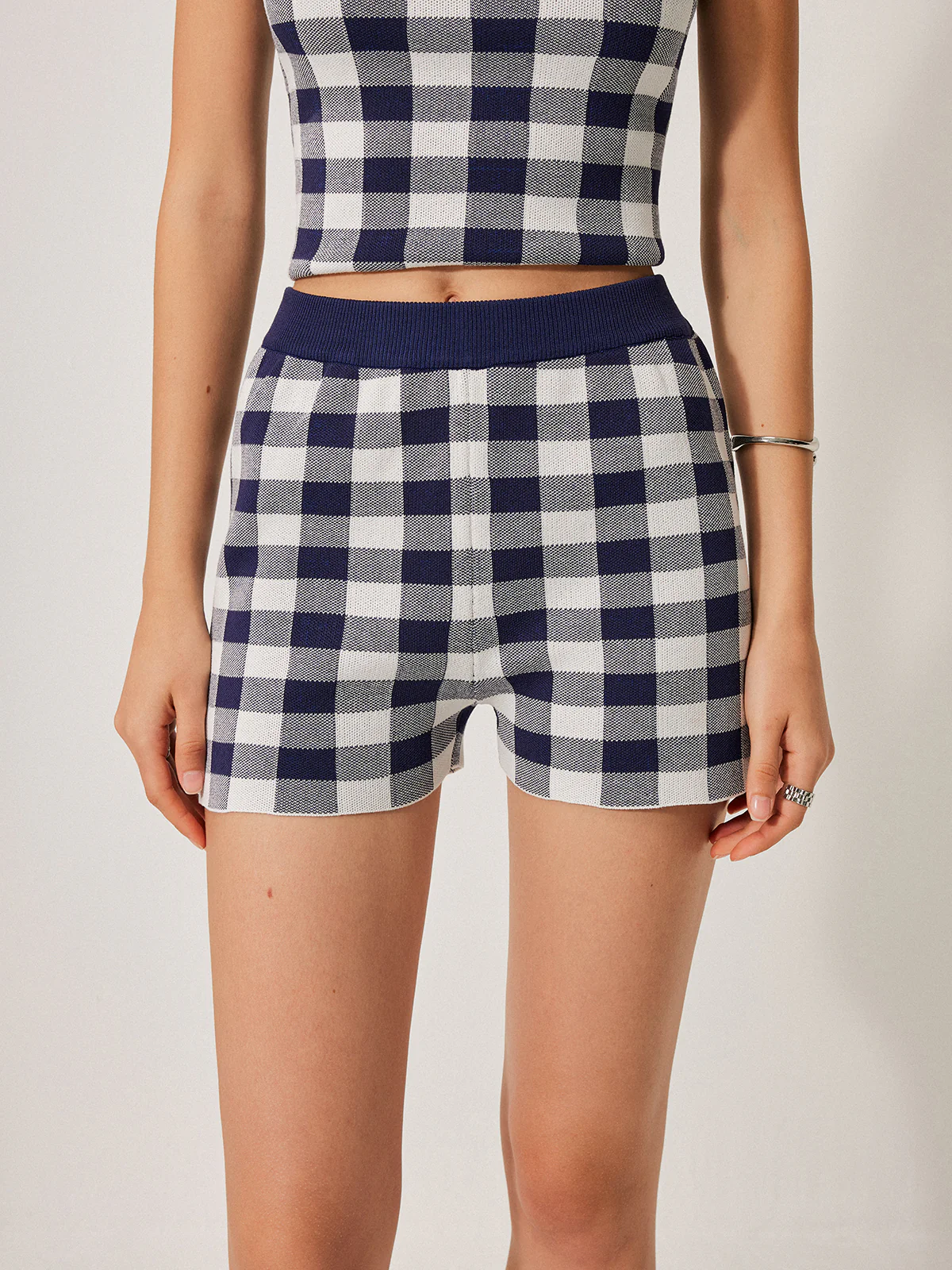 Checkerboard Knit Shorts Set - Image 3