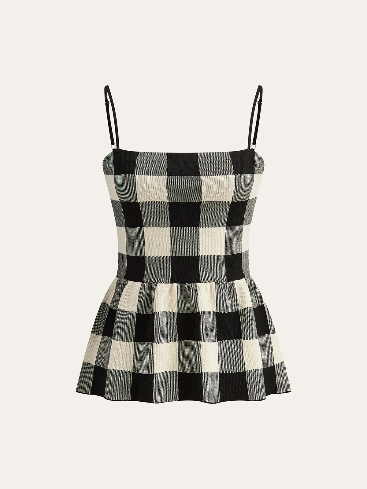 Checkered Cami Peplum Top and Skirt Set - Image 3
