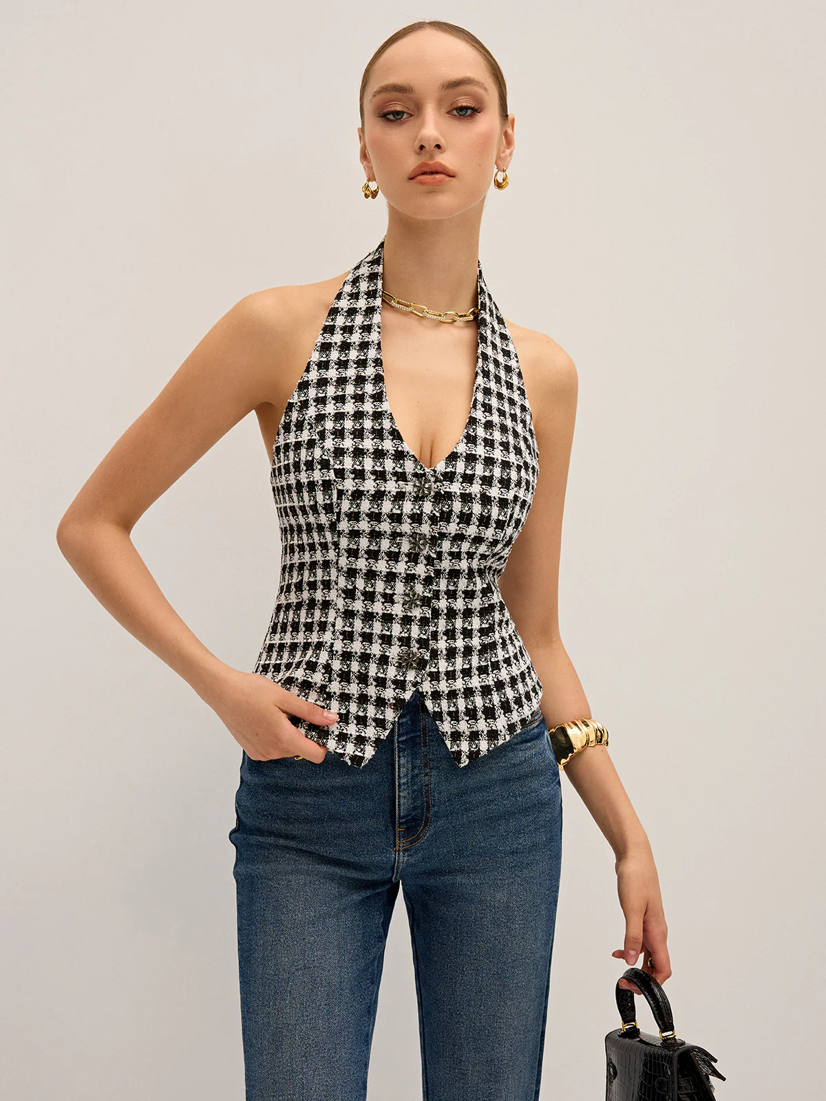 Checkered Halter Neck Vest - Image 6