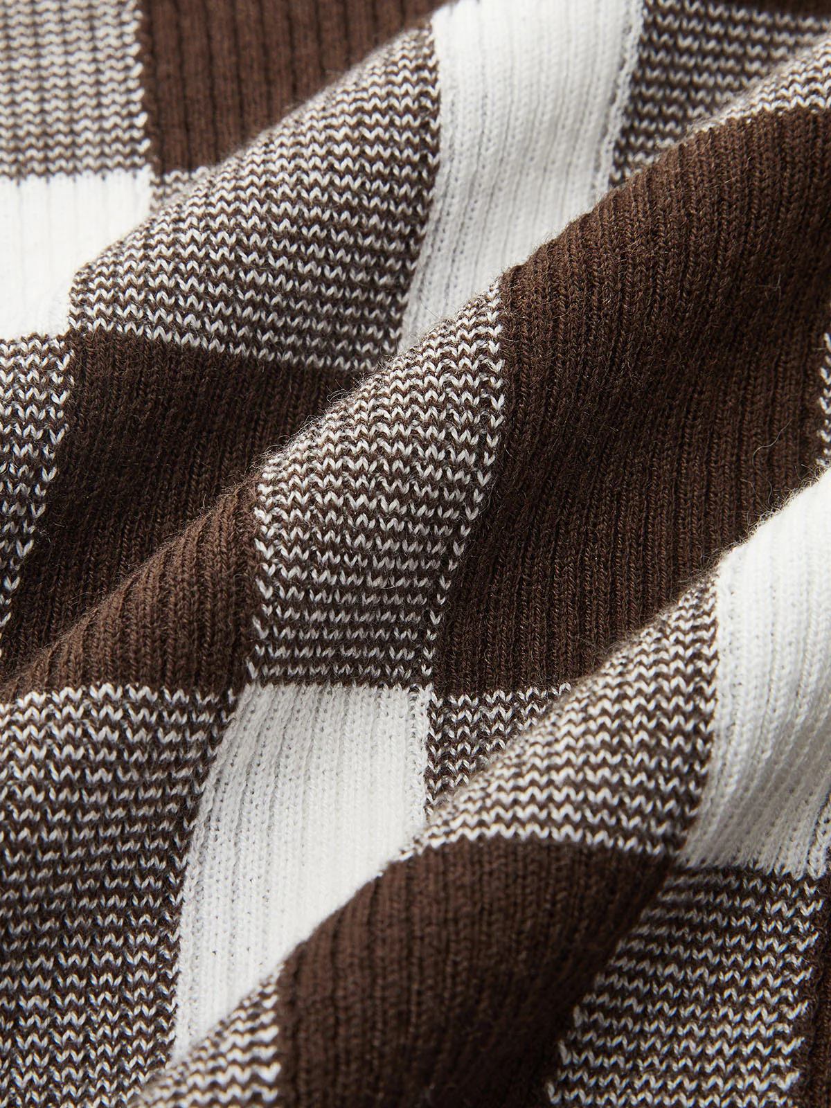 Checkered Wool-Blend Mock Neck Knit Top - Image 4