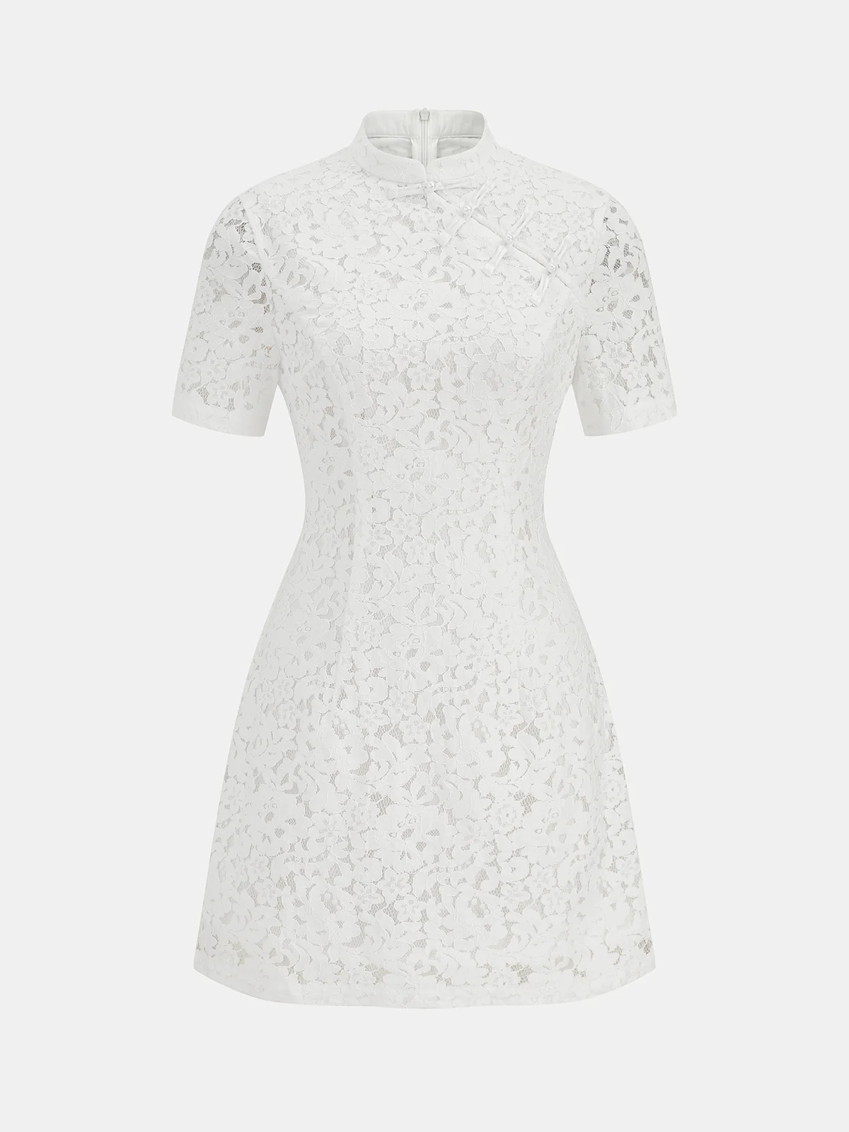 Cheongsam Style Lace Short Sleeve Dress - Image 2