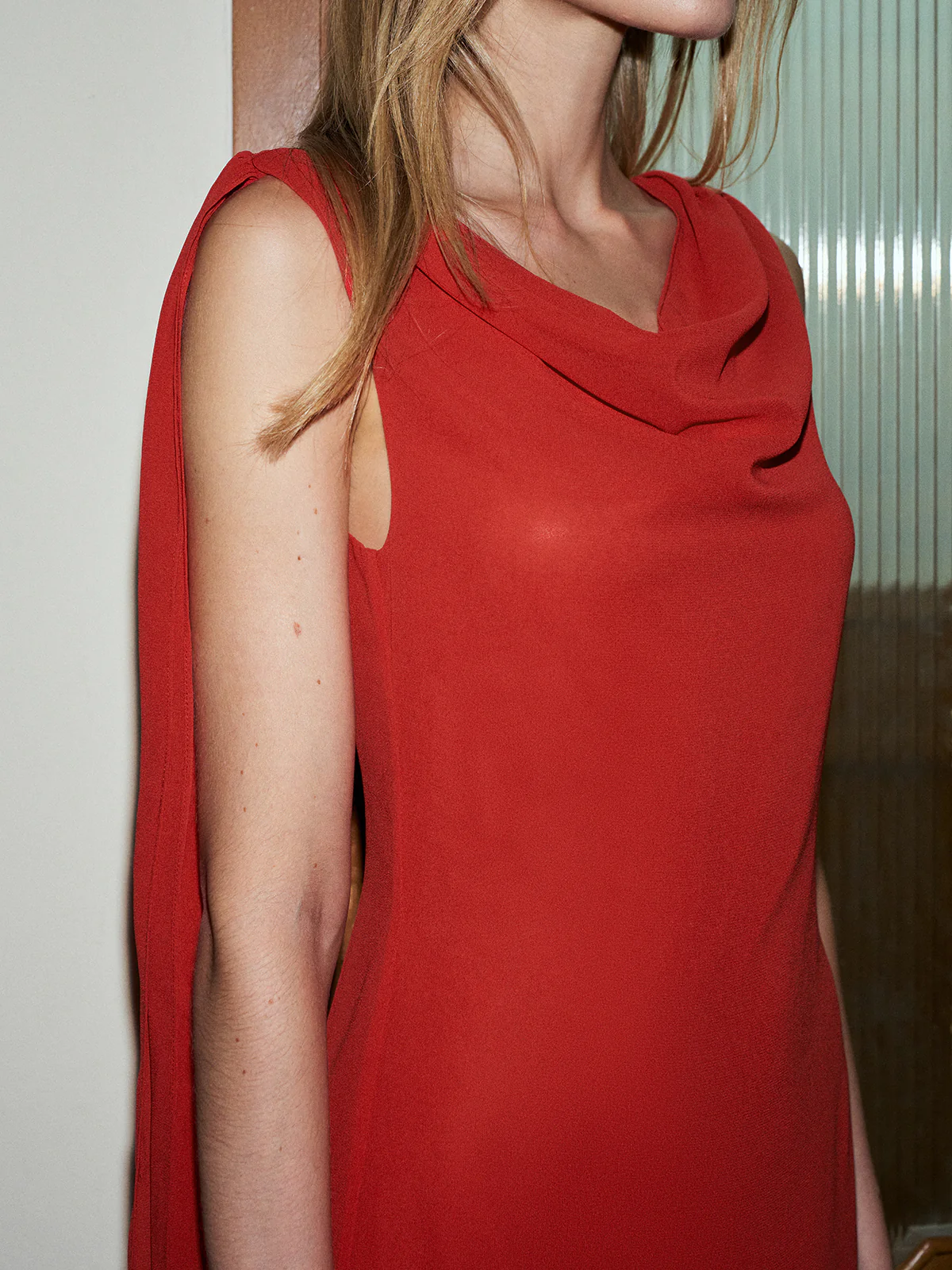 Chiffon Cowl Neck Backless Dress - Image 8
