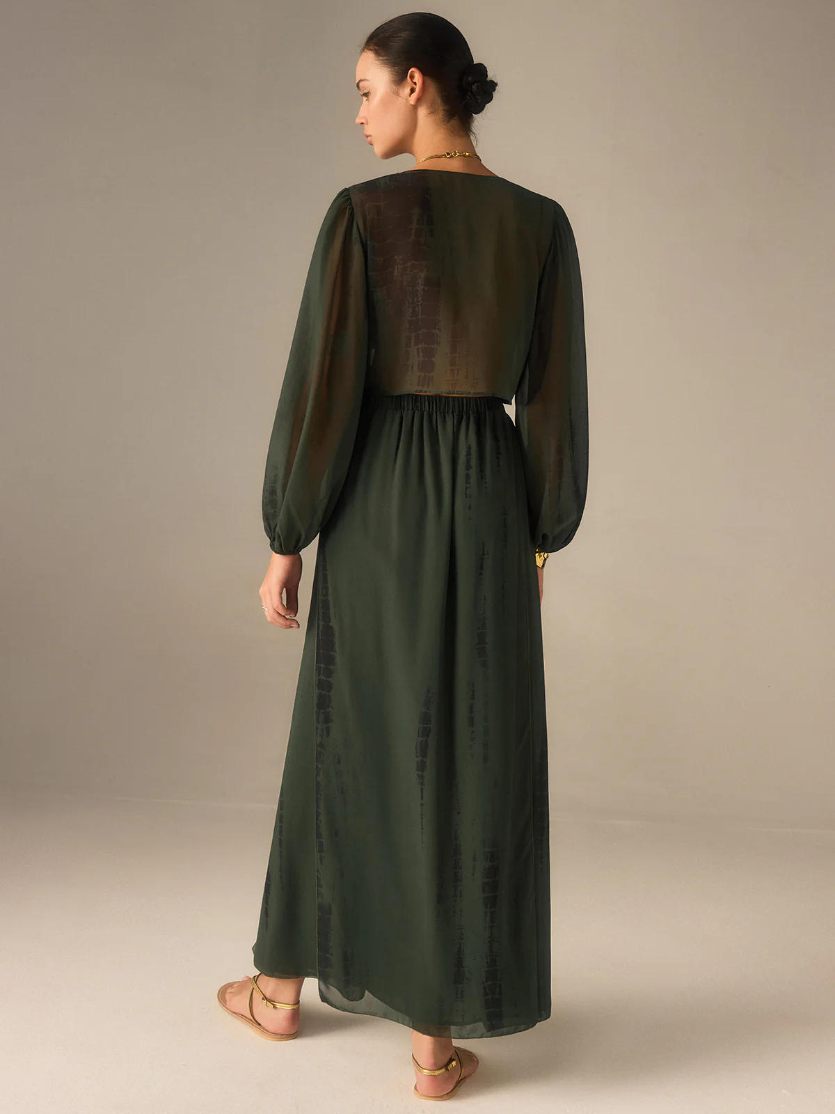 Chiffon Crop Top and Slit Maxi Skirt Set - Image 5