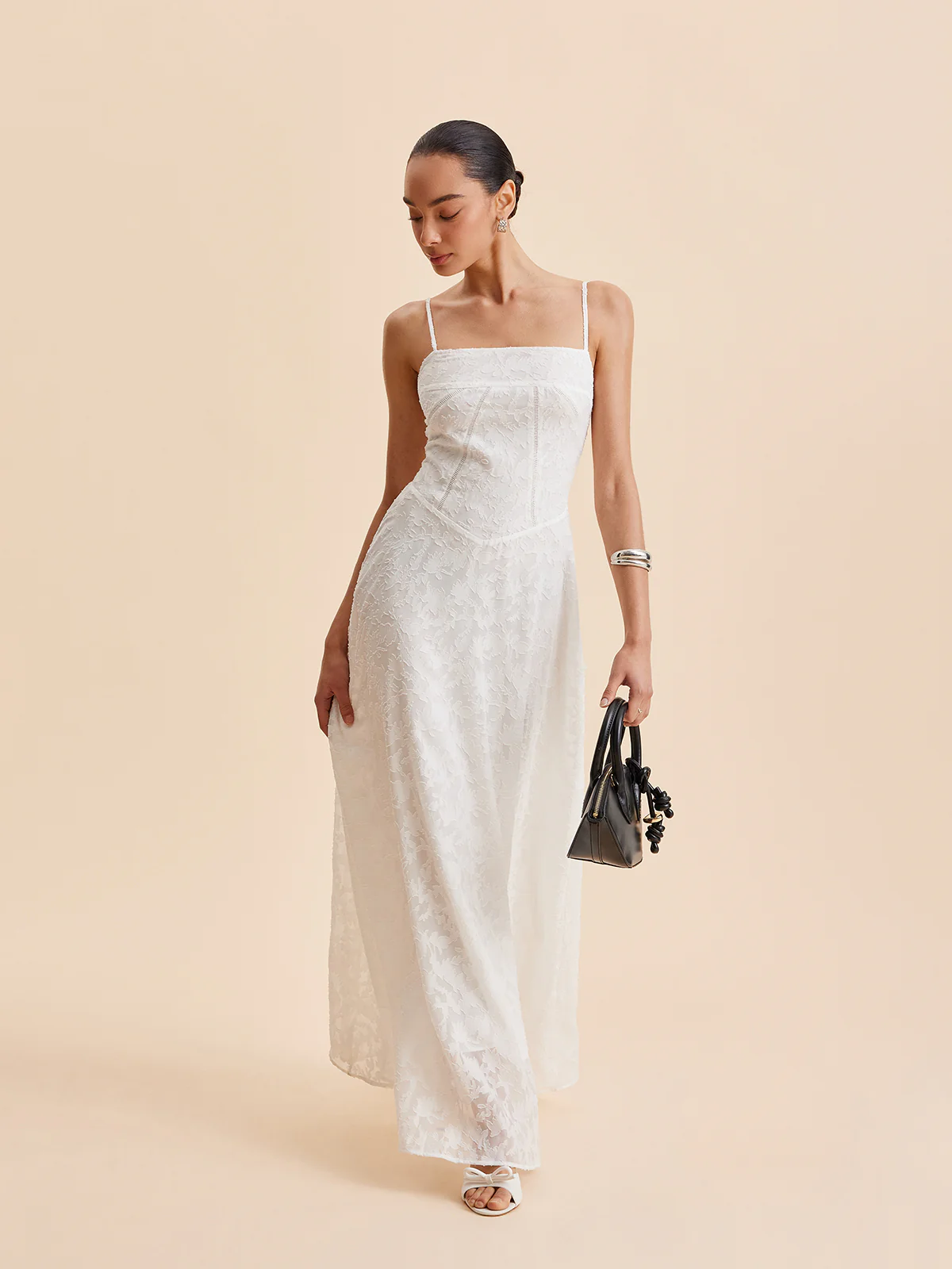 Chiffon Floral Lace Cami Dress - Image 2