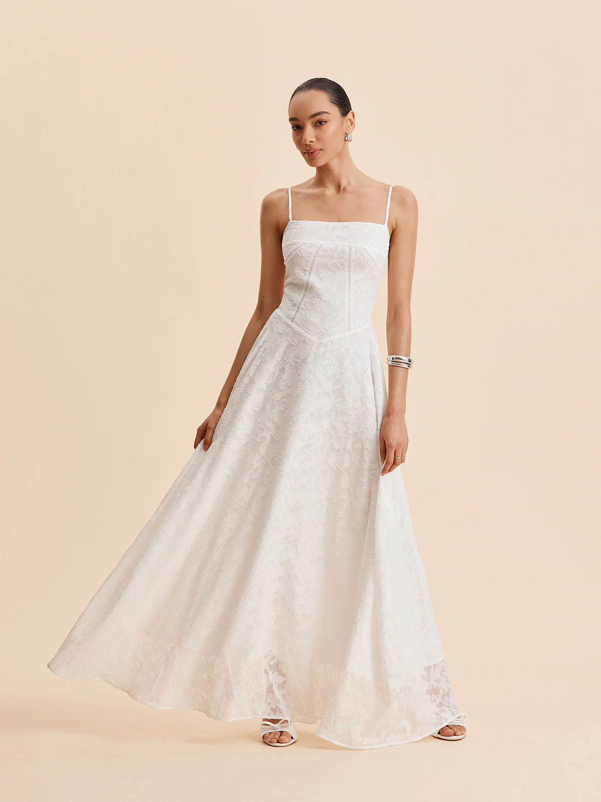 Chiffon Floral Lace Cami Dress - Image 4