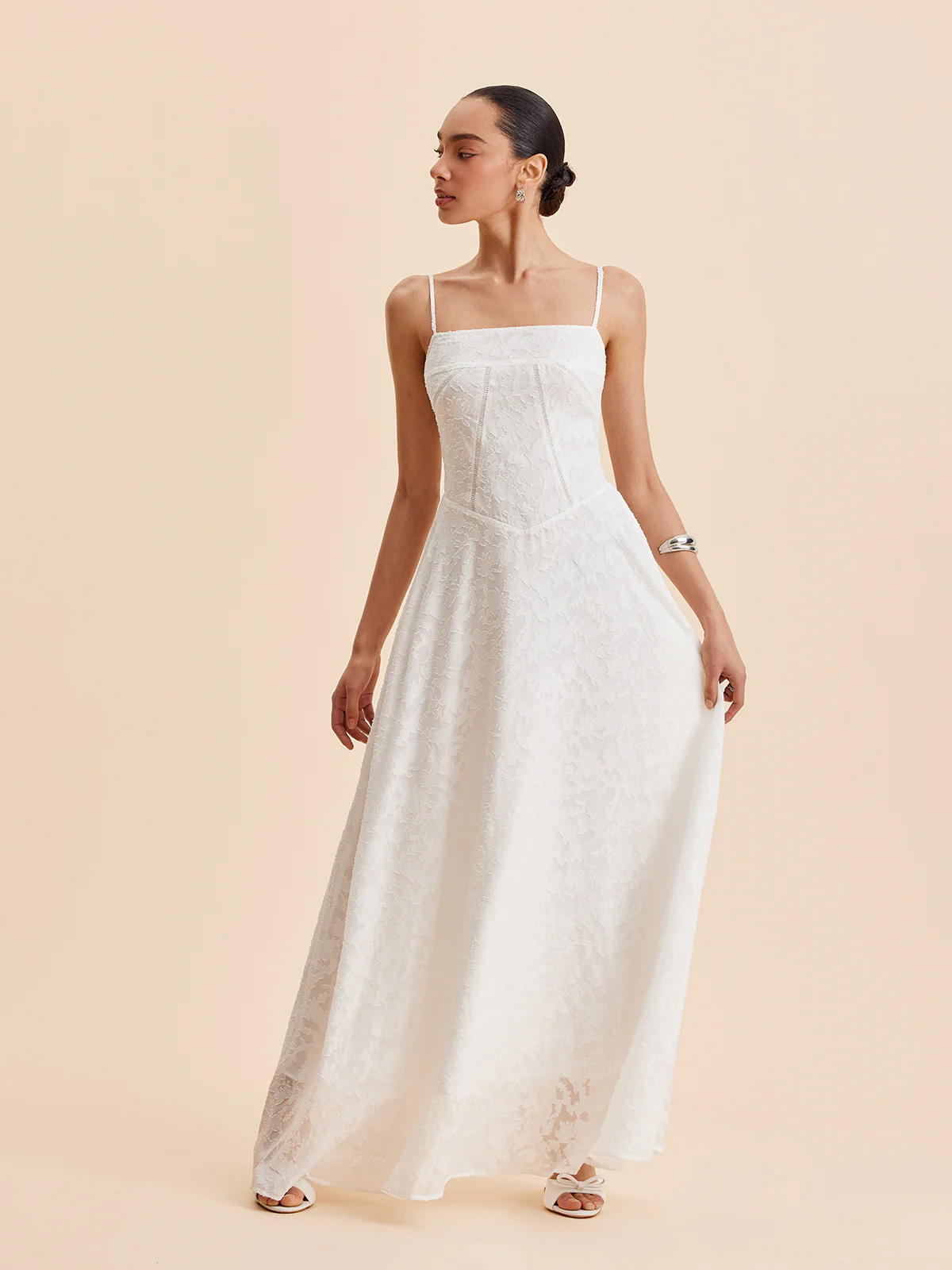 Chiffon Floral Lace Cami Dress - Image 5