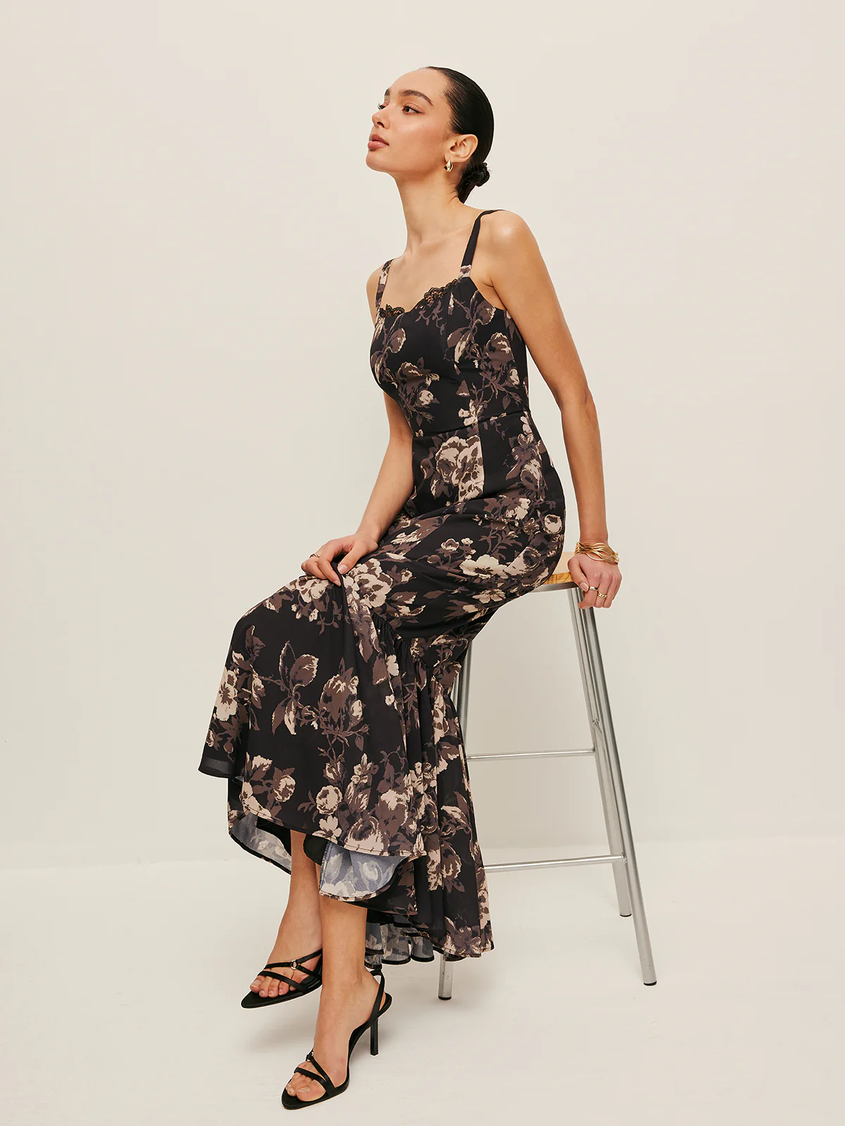 Chiffon Floral Ruffle Hem Dress - Image 5