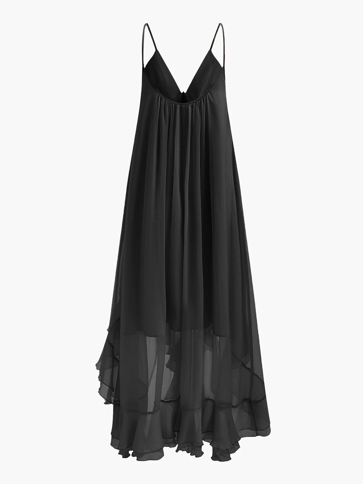 Semi-Sheer Chiffon Layered Dress With Cloak - Image 11