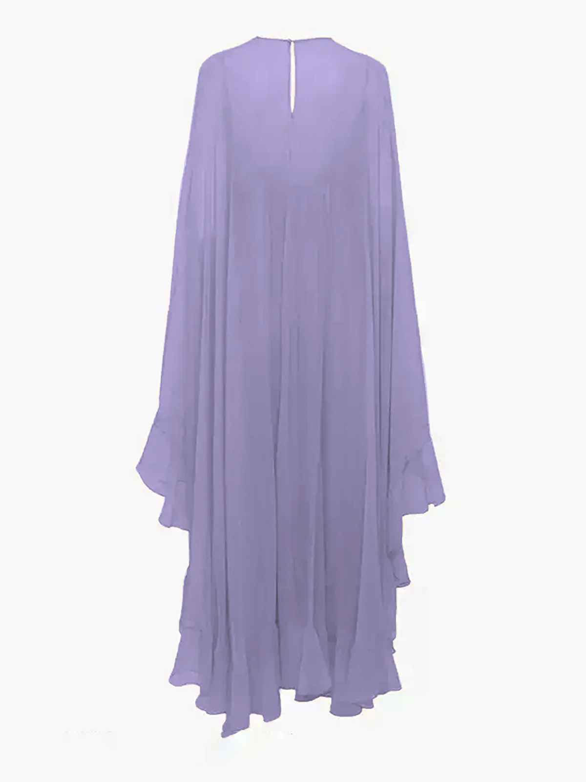 Semi-Sheer Chiffon Layered Dress With Cloak - Image 13