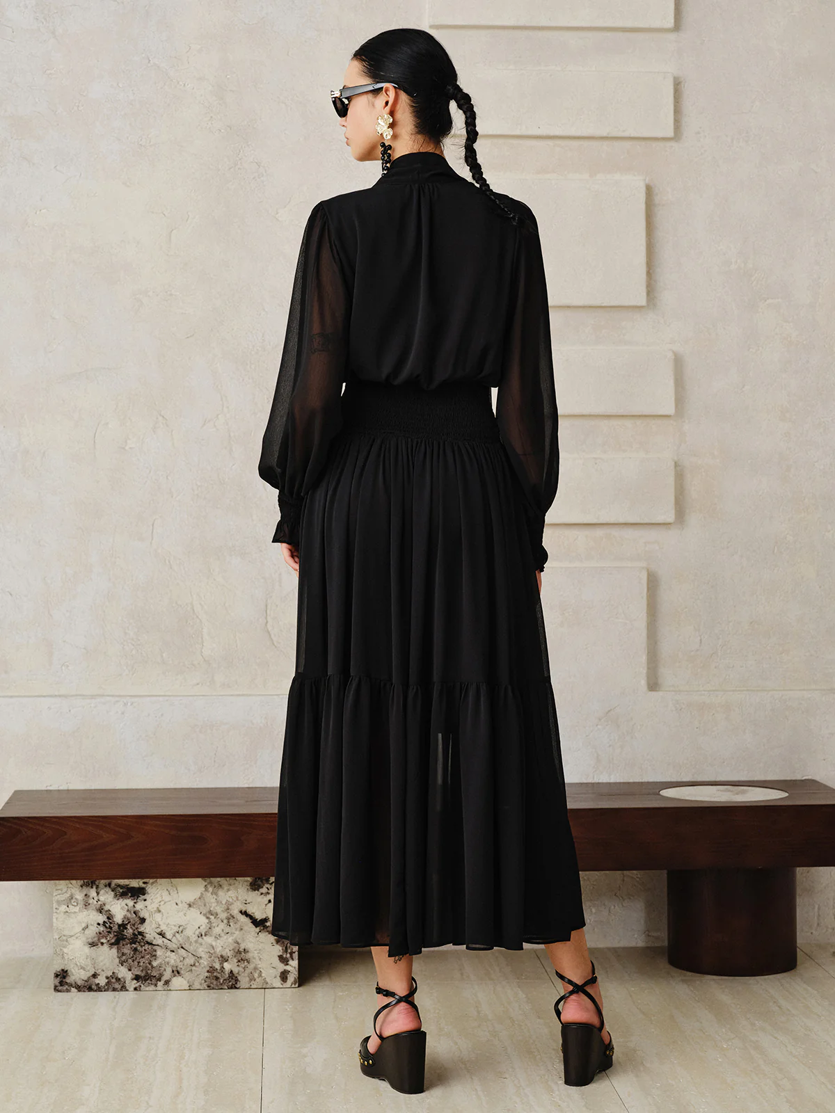 Chiffon Maxi Dress with Scarf - Image 6