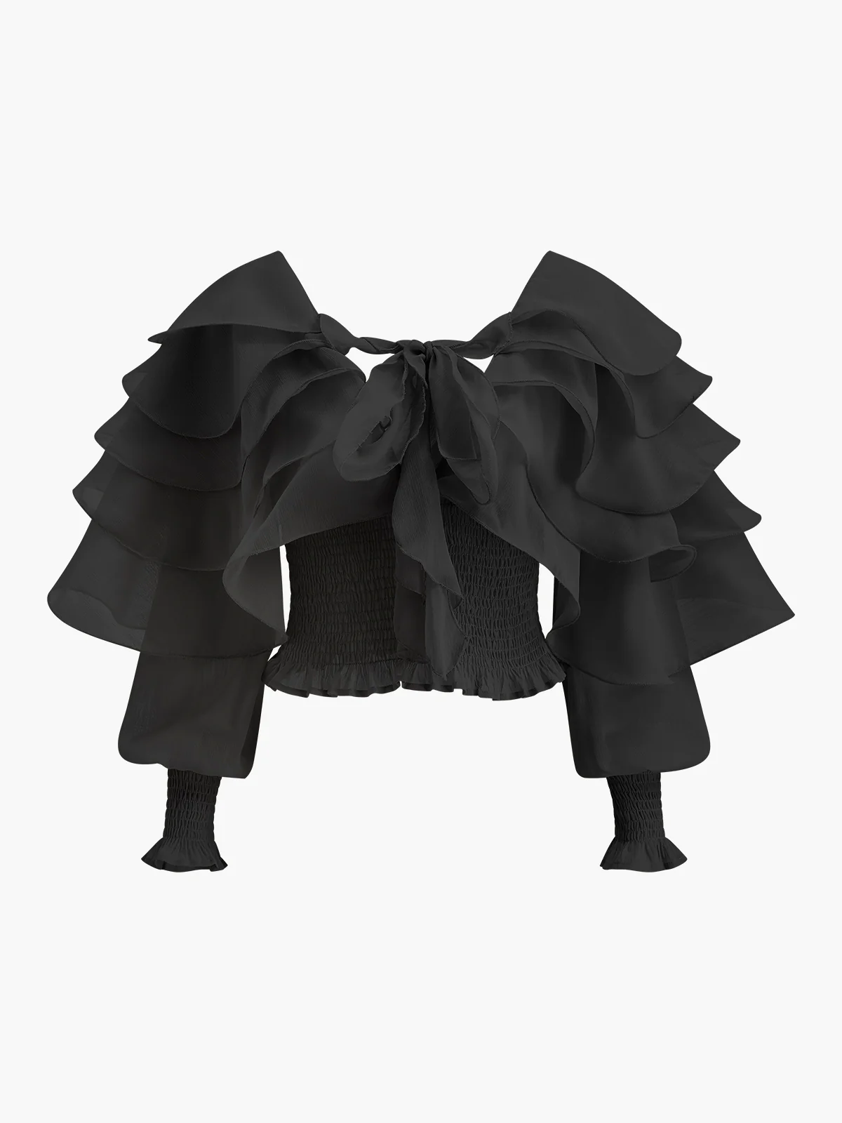 Semi-Sheer Chiffon Ruffle Backless Top - Image 12