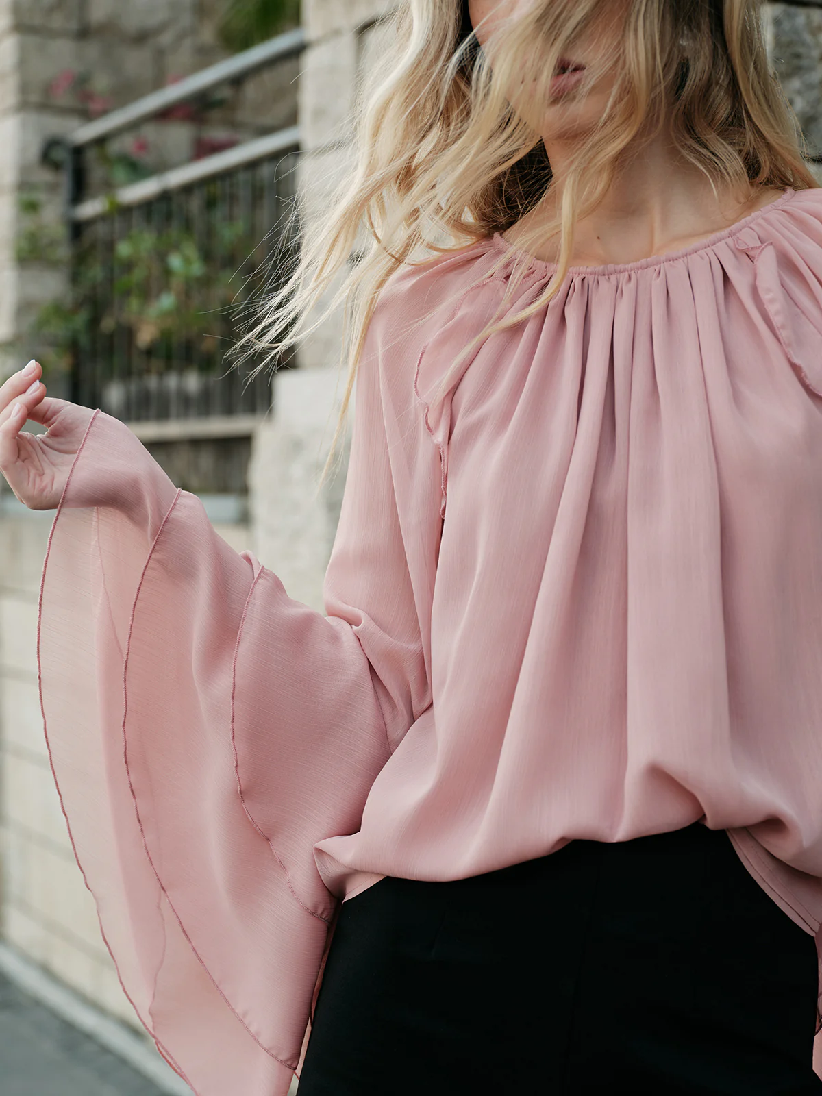 Chiffon Ruffle Sleeve Blouse - Image 6
