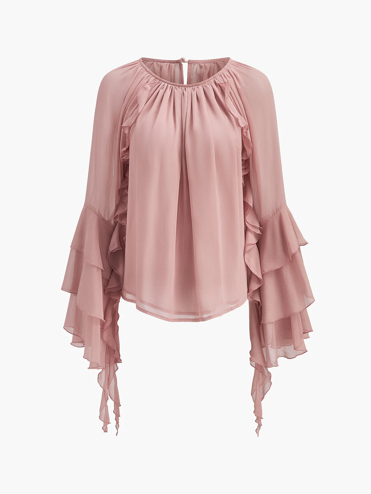 Chiffon Ruffle Sleeve Blouse - Image 8