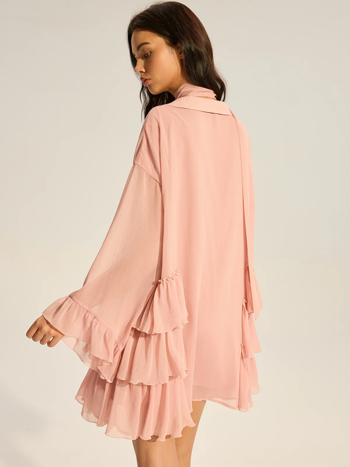 Chiffon Ruffled Mini Dress - Image 6