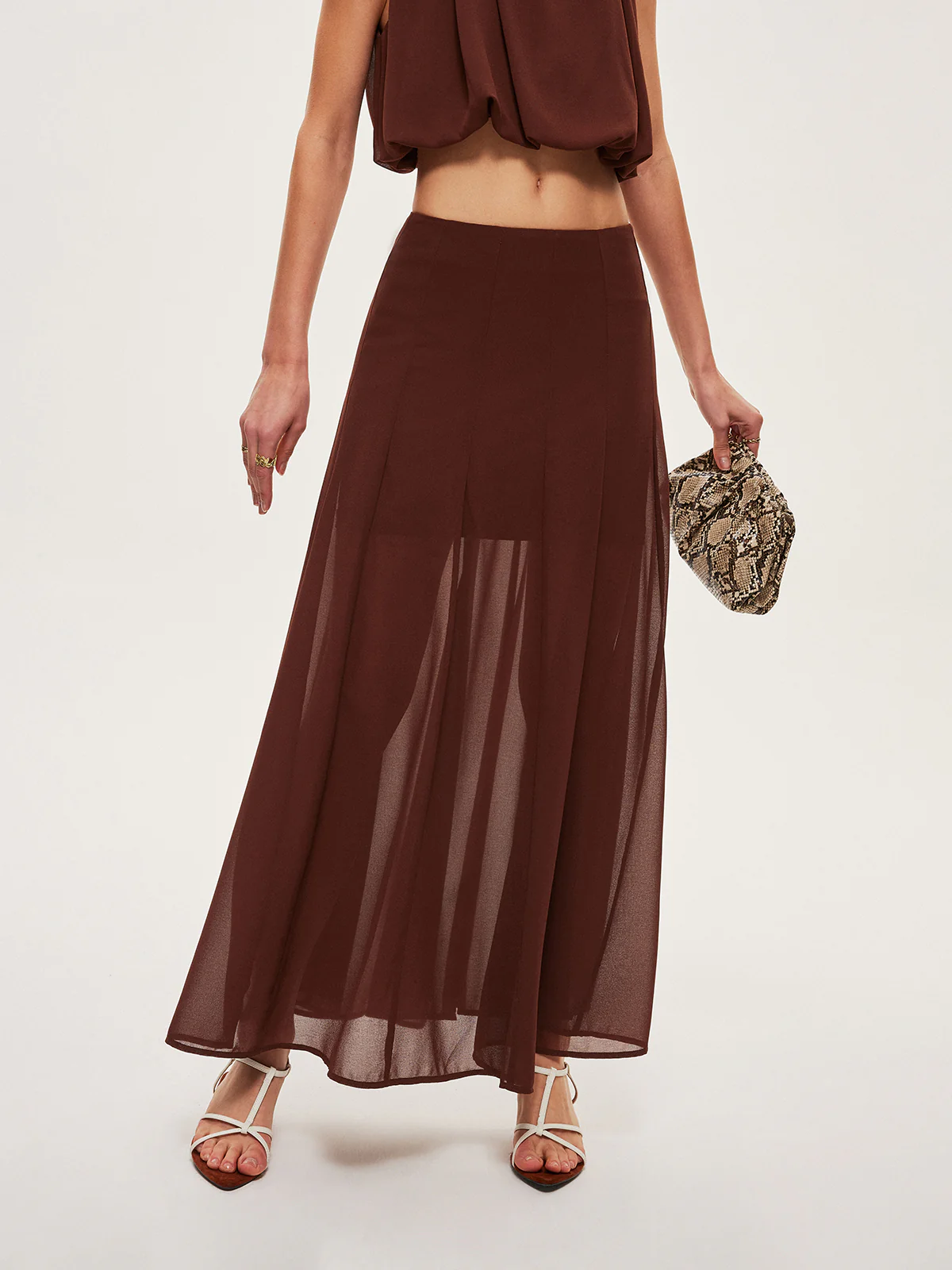 Chiffon Semi-Sheer A-Line Skirt - Image 3