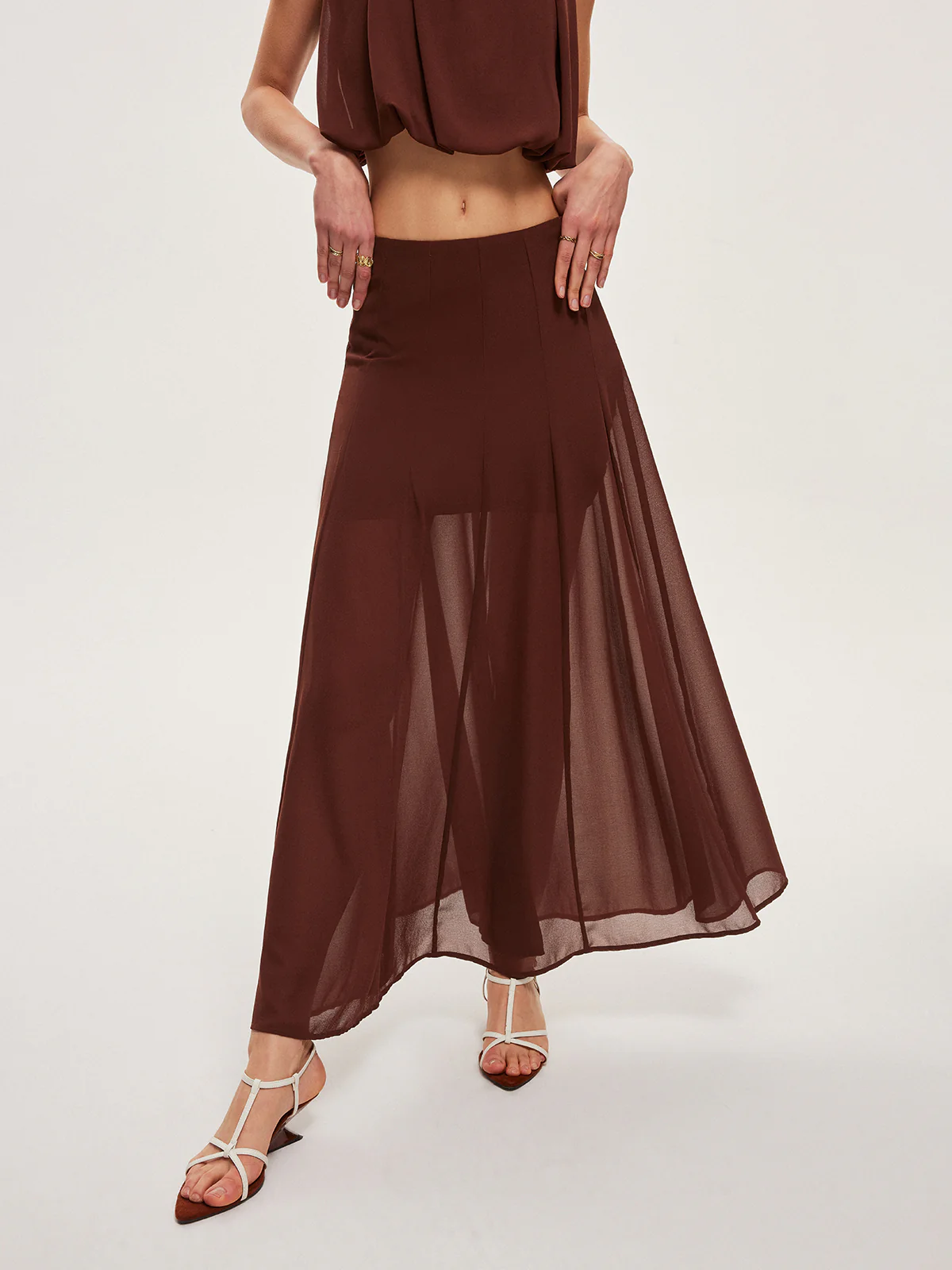 Chiffon Semi-Sheer A-Line Skirt - Image 5