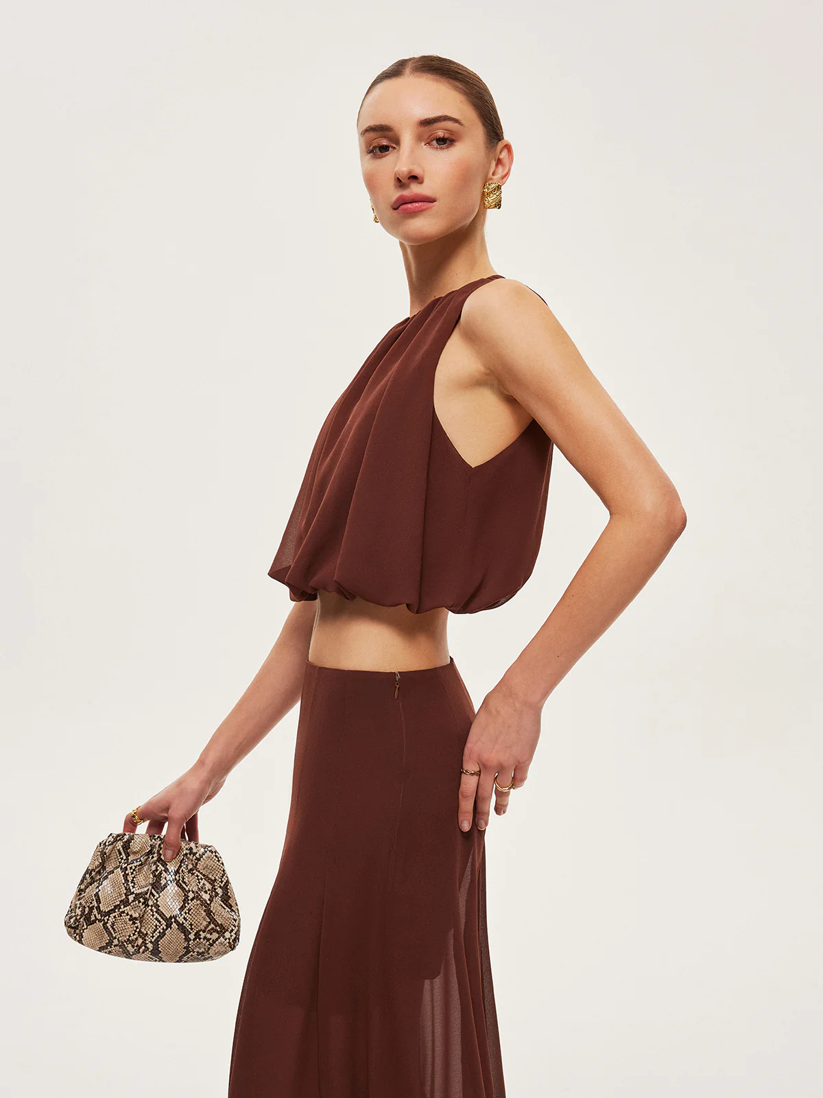 Chiffon Sleeveless Crop Top - Image 4
