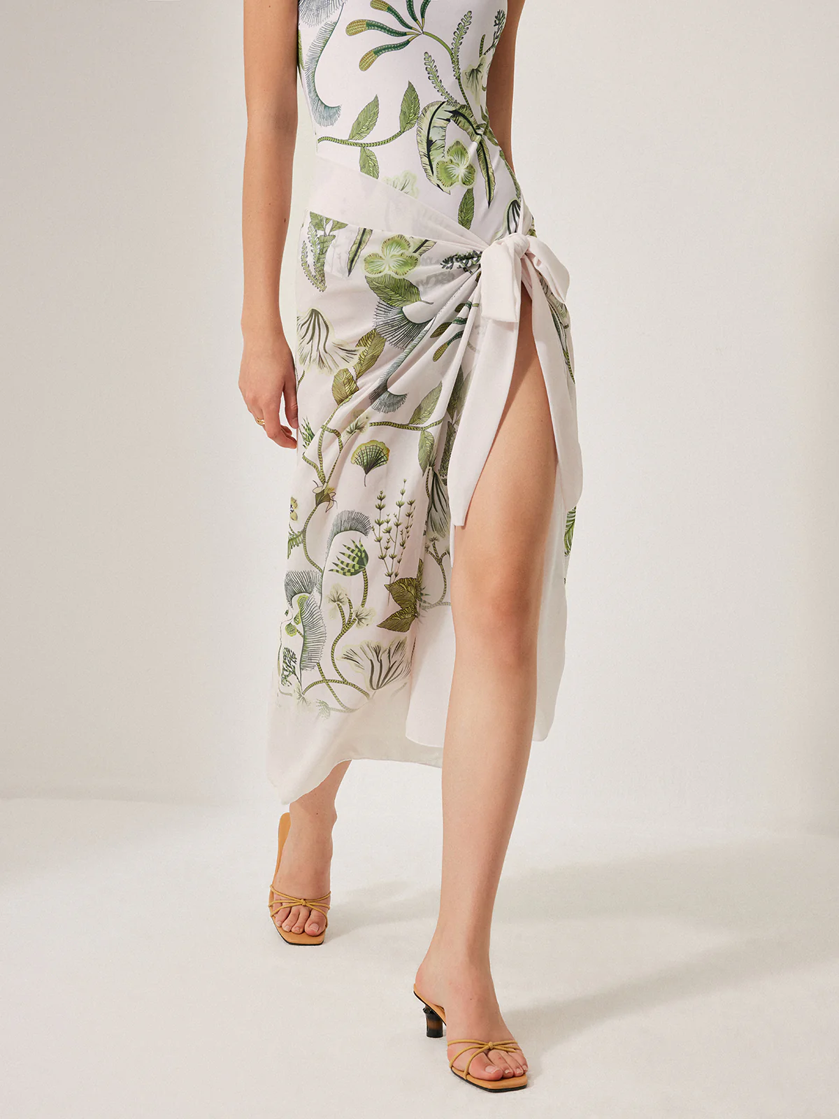 Chiffon Tie-Detail Cover-Up Skirt