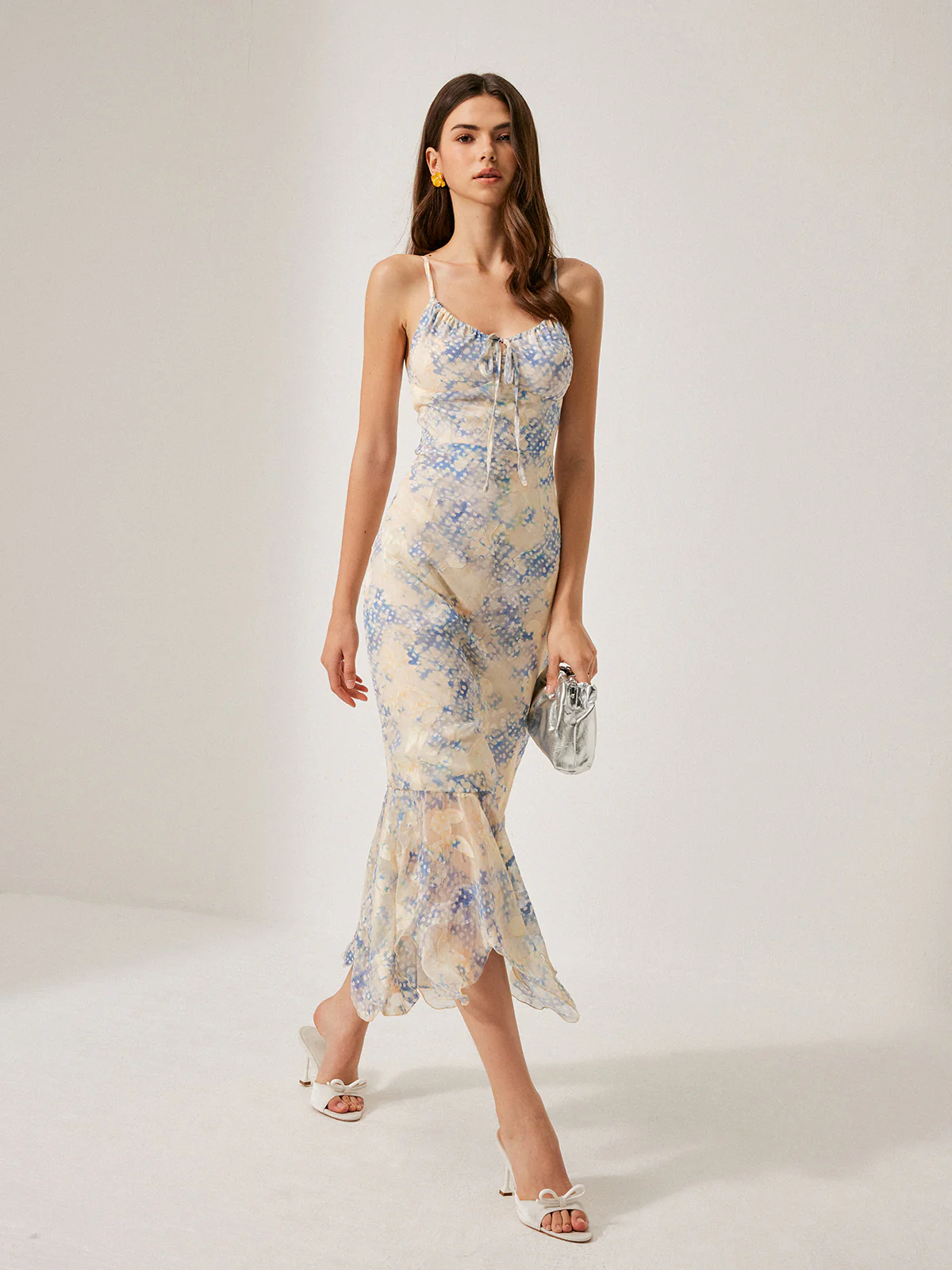 Chiffon Tie-Front Flared Hem Dress - Image 4