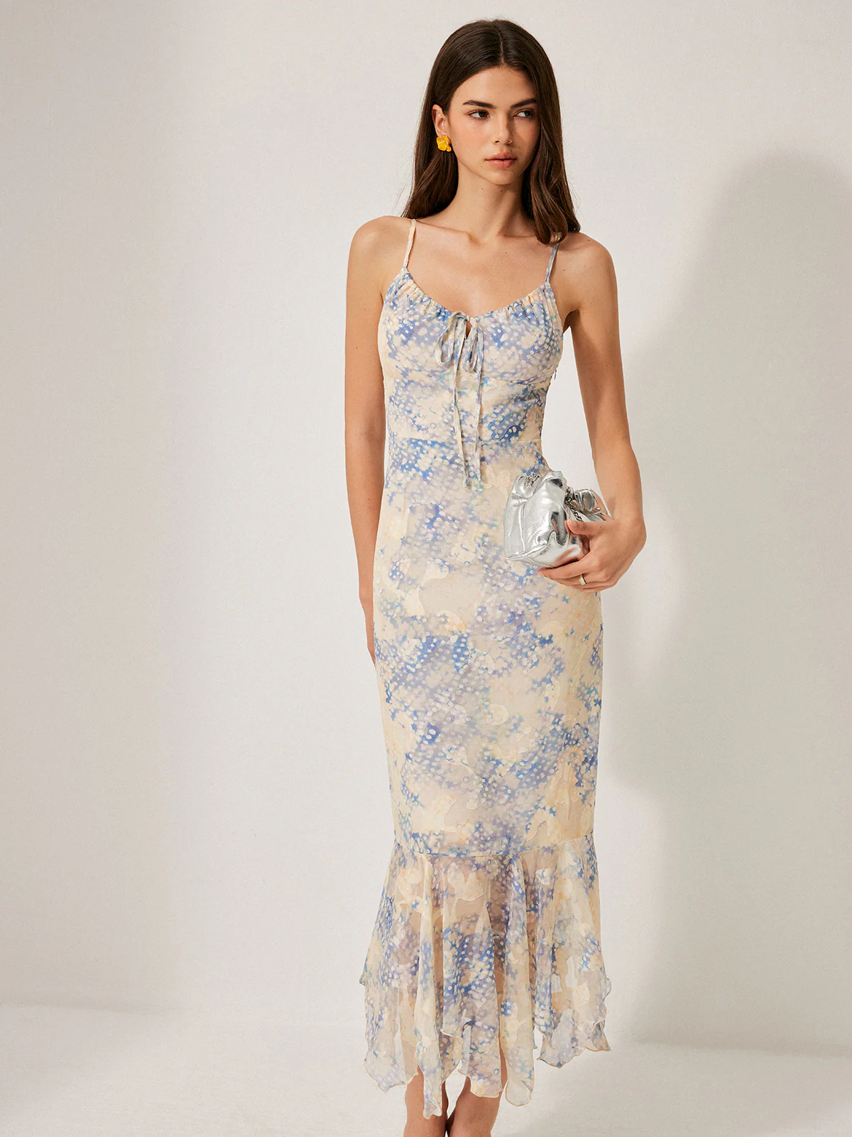 Chiffon Tie-Front Flared Hem Dress - Image 7