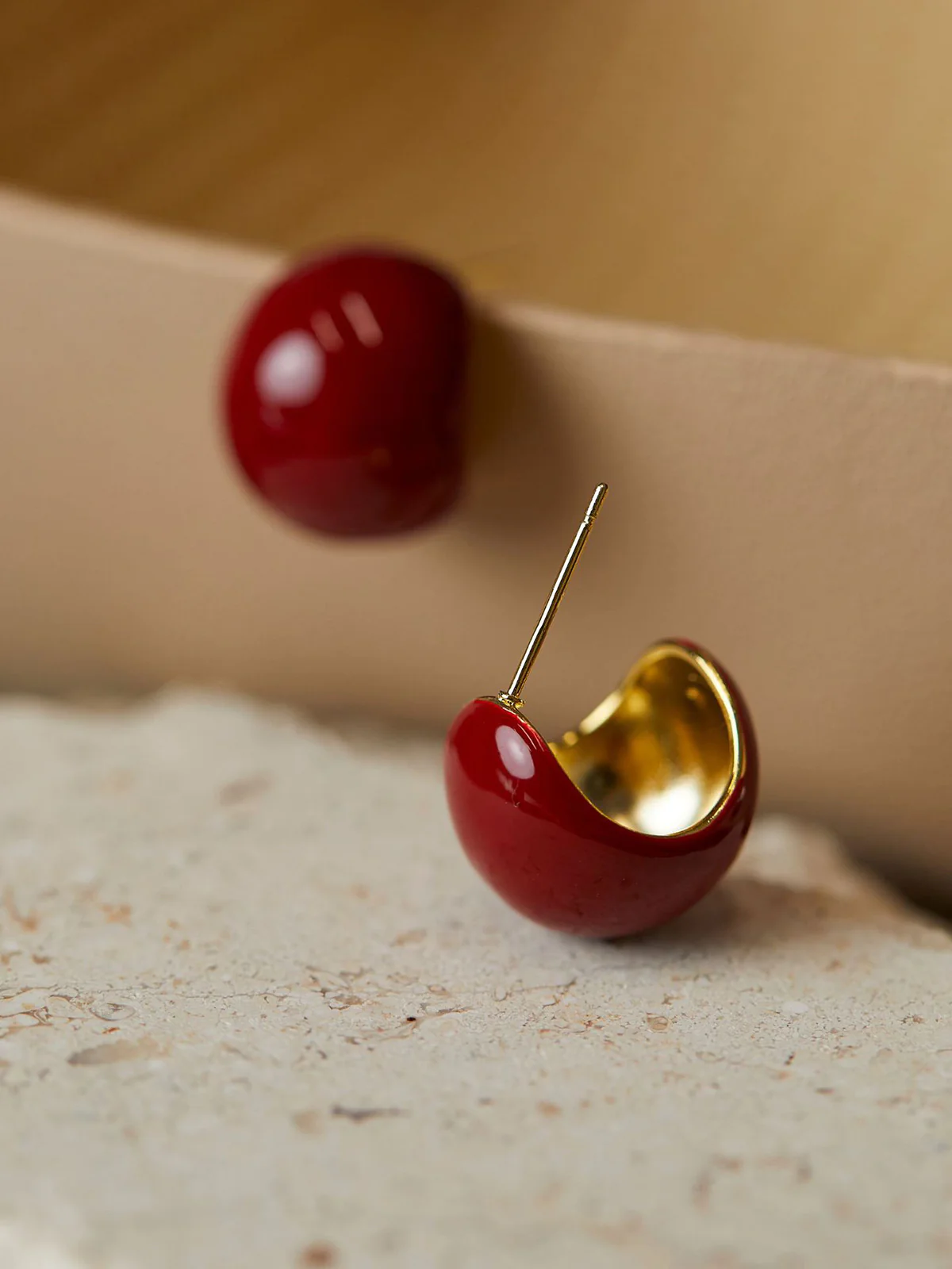 Chunky Cherry Hoop Earrings - Image 3