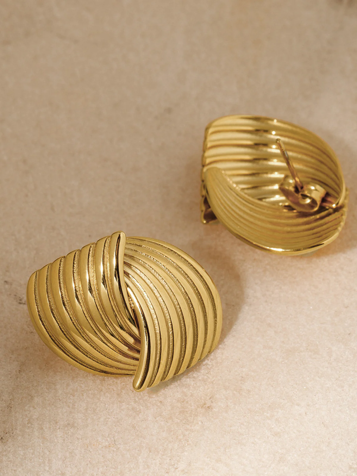 Chunky Gold Twisted Earrings - Image 4