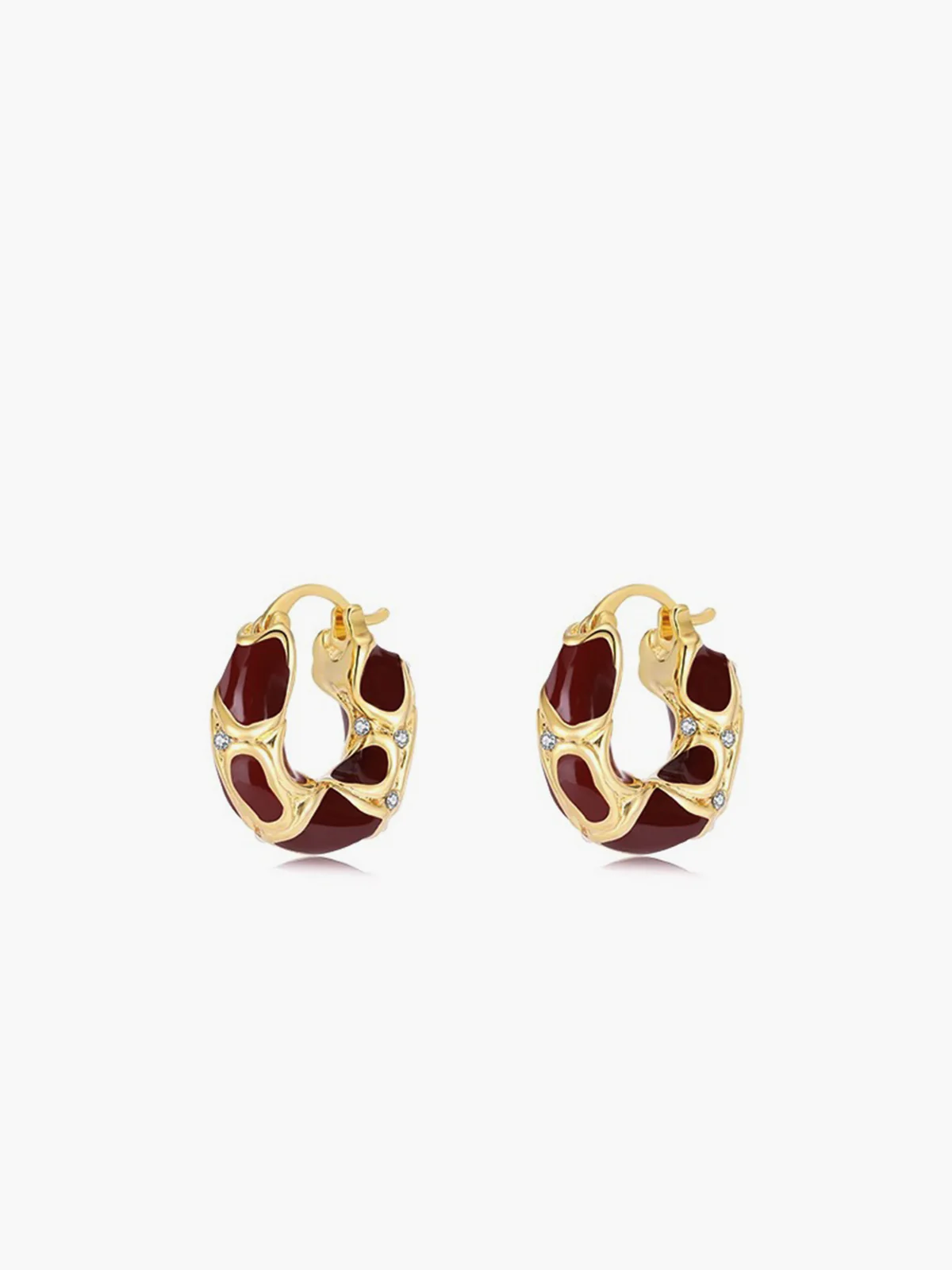 Chunky Golden Frame Hoop Earrings - Image 2
