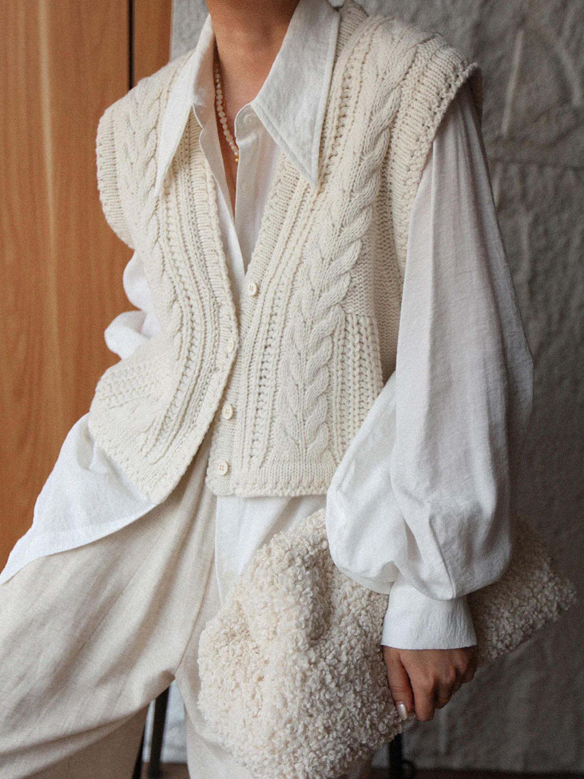 Chunky Knit V-Neck Button Cardigan - Image 3