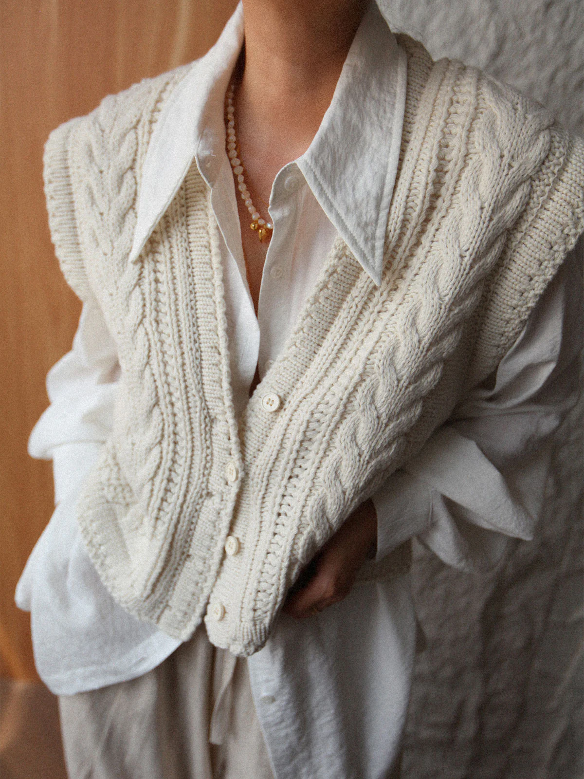 Chunky Knit V-Neck Button Cardigan - Image 4