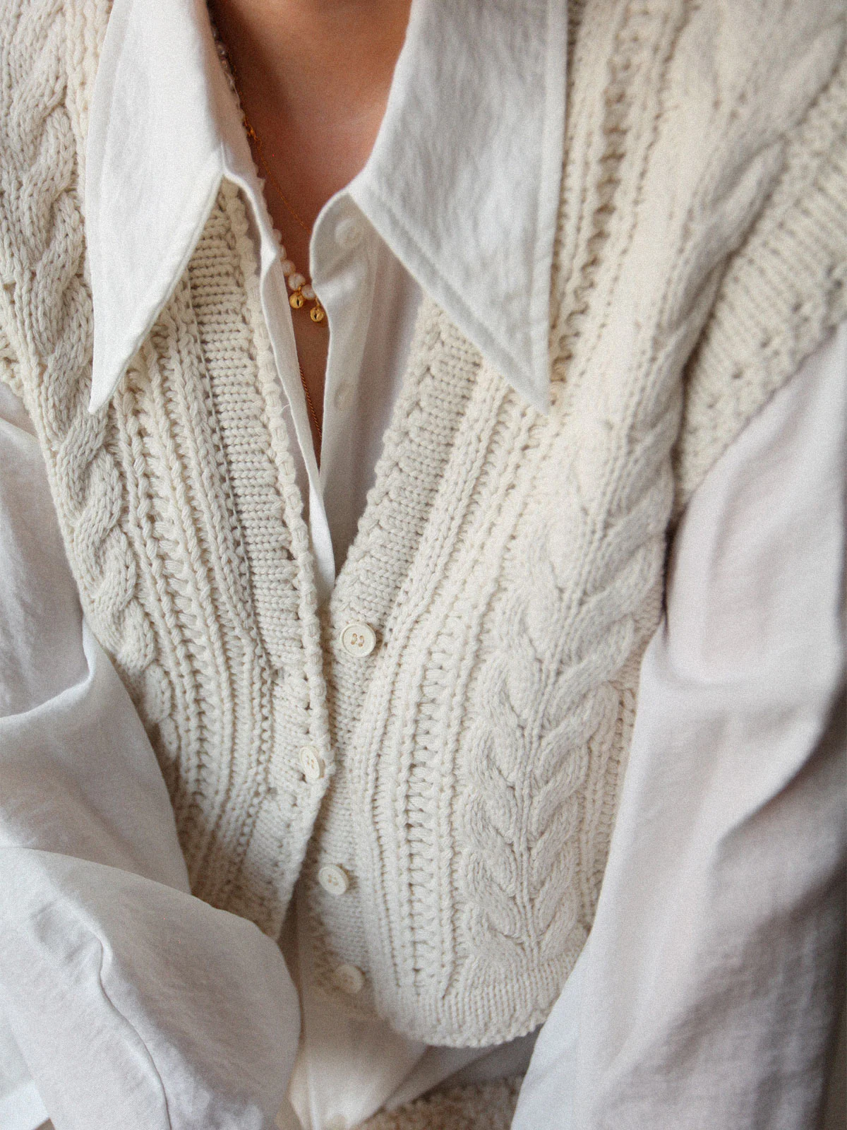 Chunky Knit V-Neck Button Cardigan - Image 7
