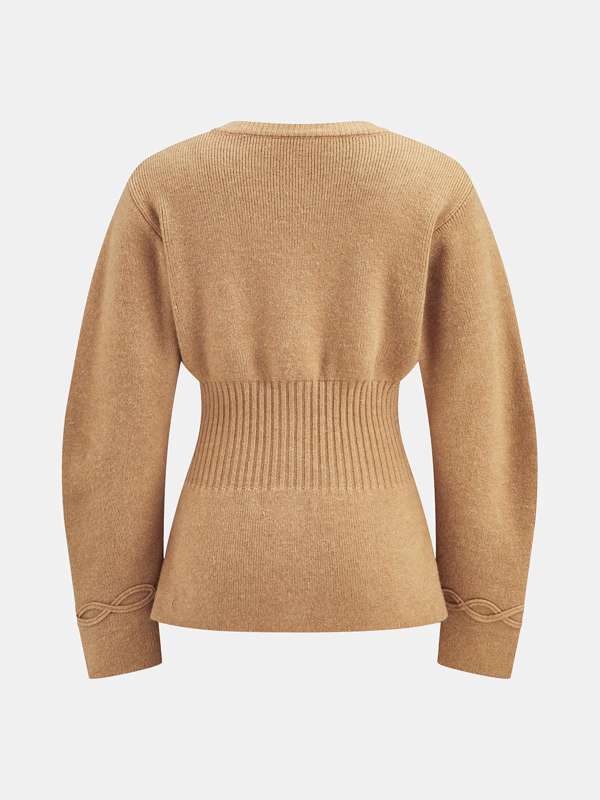 Cinched Waist Cable Knit Cardigan - Image 2