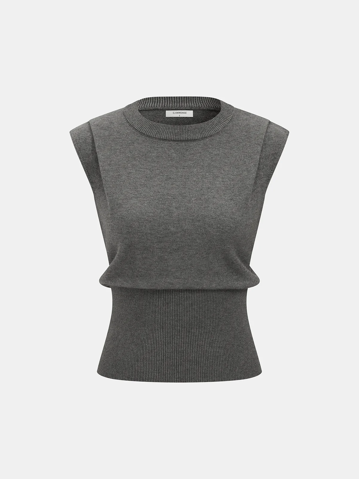 Cinched Waist Crew Neck Sleeveless Sweater Vest