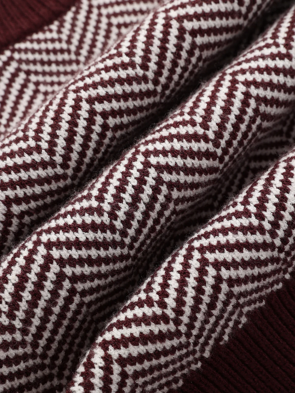 Cinched Waist Herringbone Sweater - Image 4
