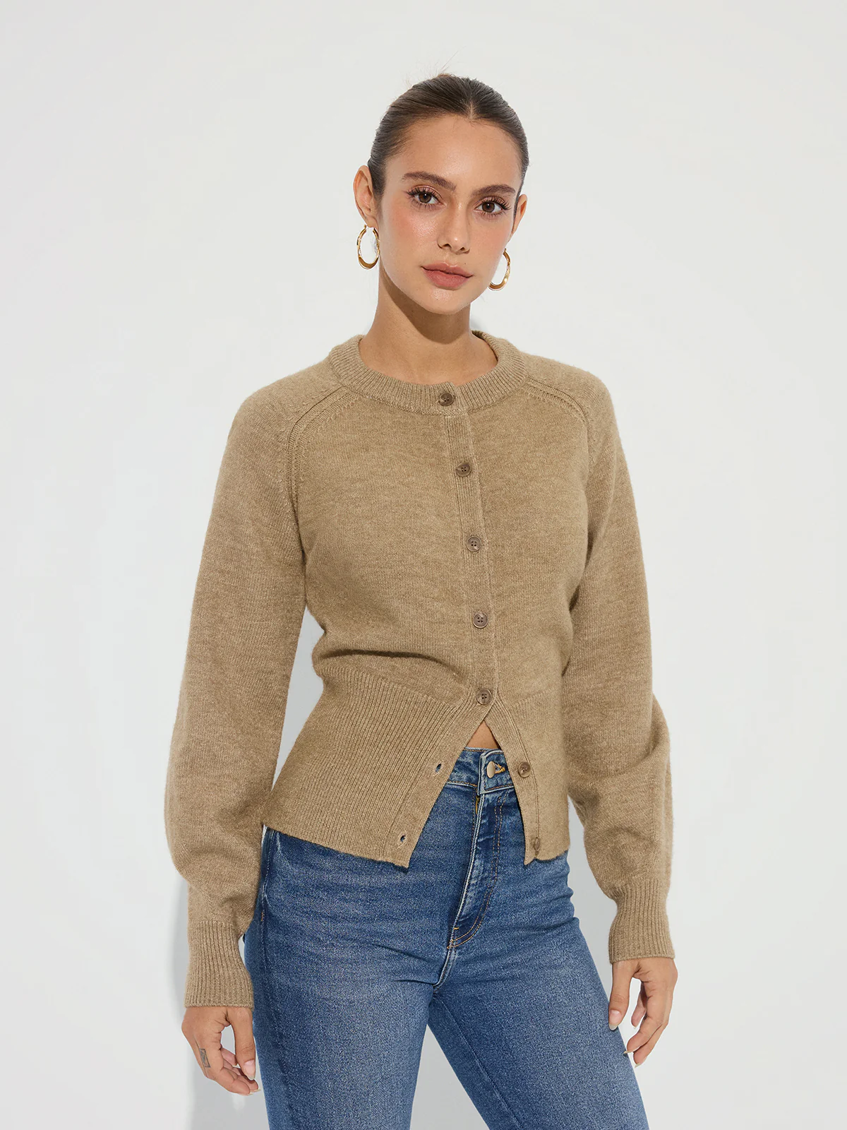 Cinched Waist Knit Cardigan