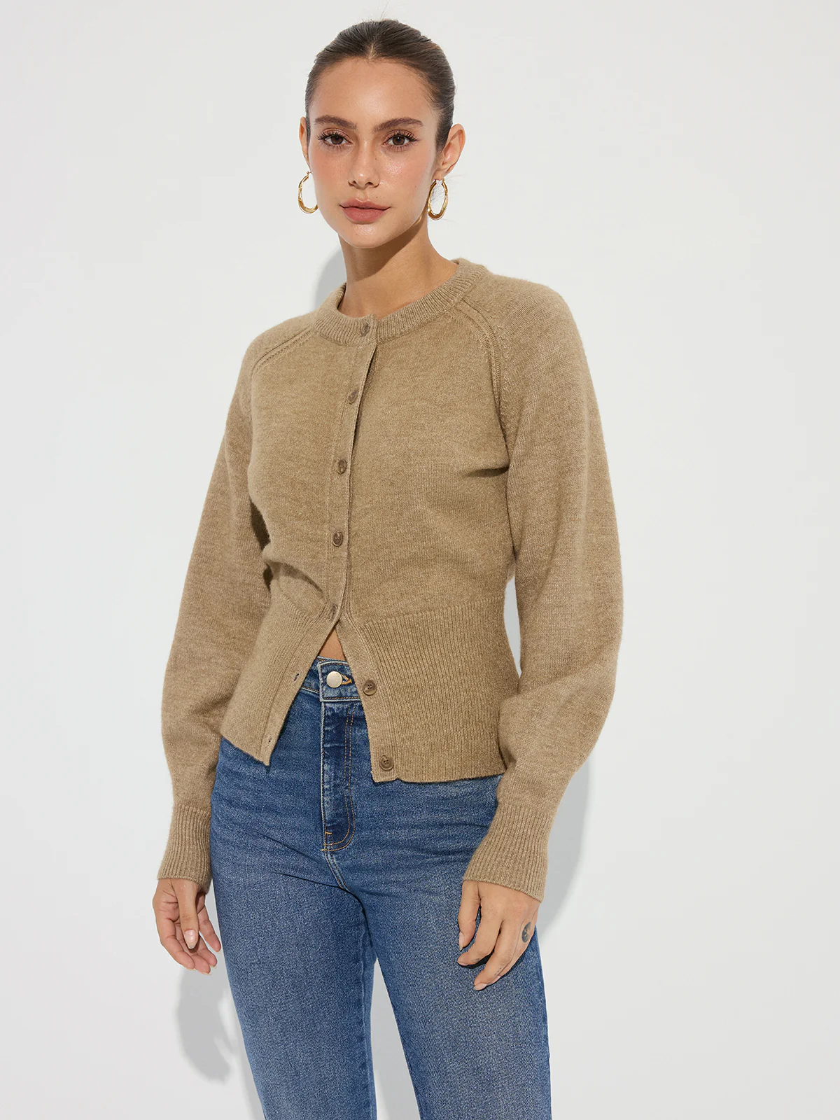 Cinched Waist Knit Cardigan - Image 4