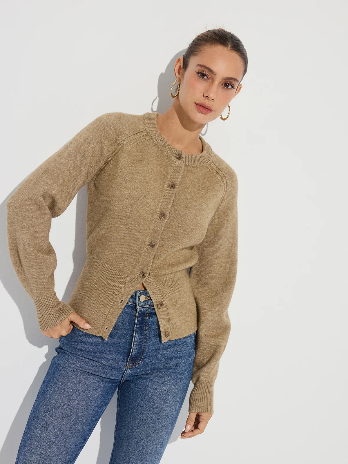 Cinched Waist Knit Cardigan - Image 5