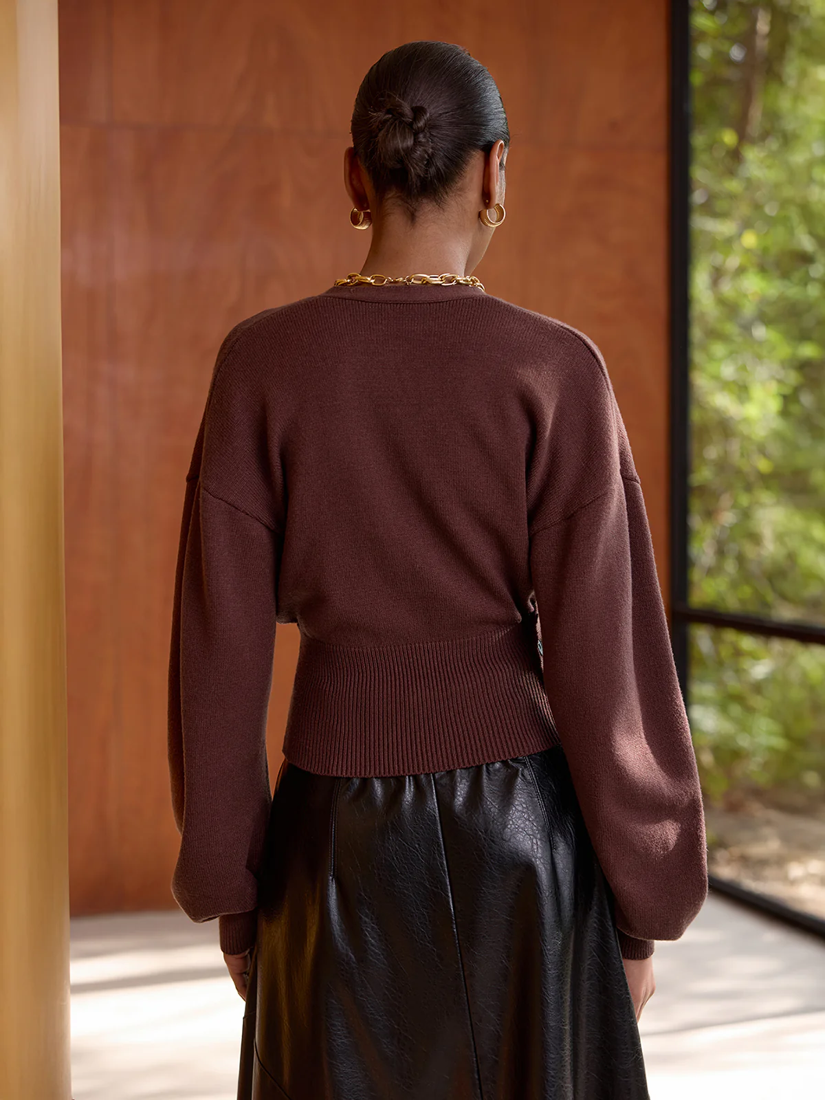 Cincher Waist Wrap Knit Top - Image 5