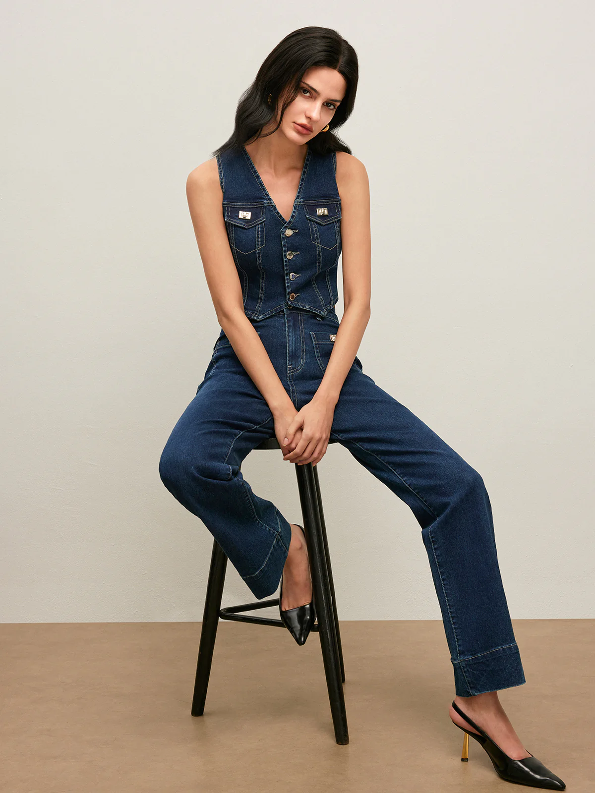 Classic Denim Button-Up Vest - Image 4