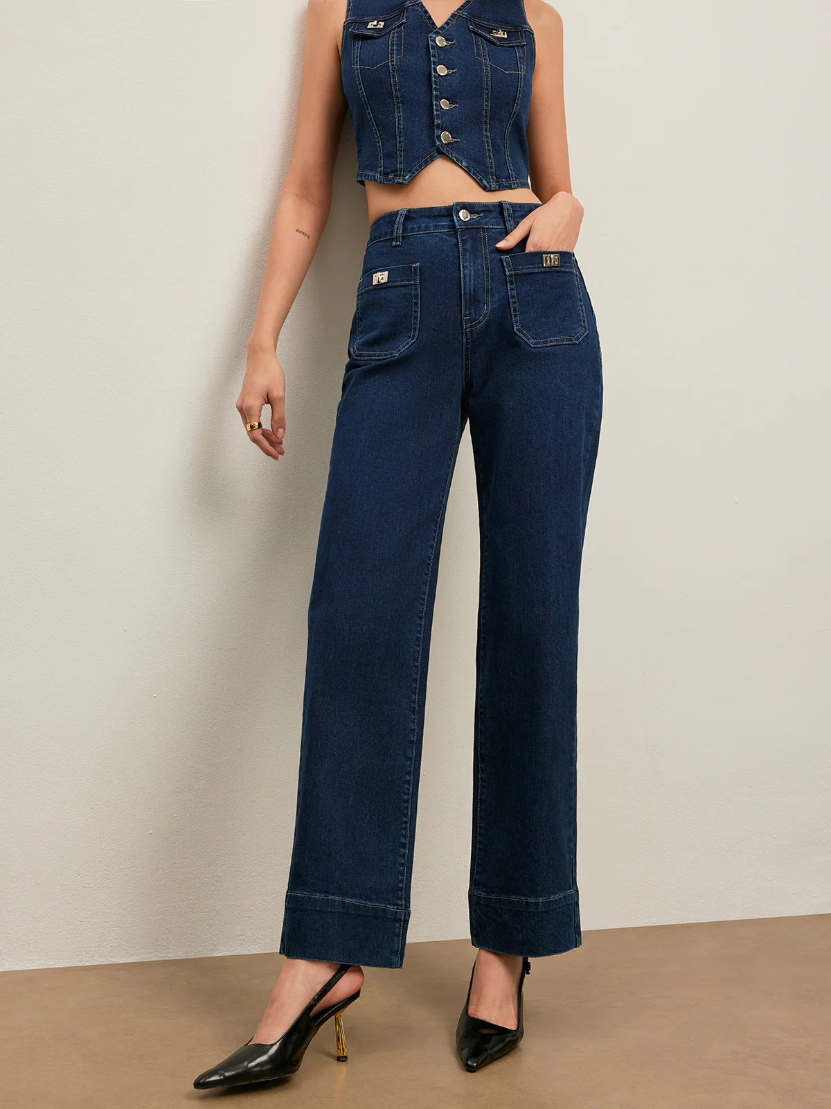 Classic High-Waisted Straight-Leg Jeans - Image 2