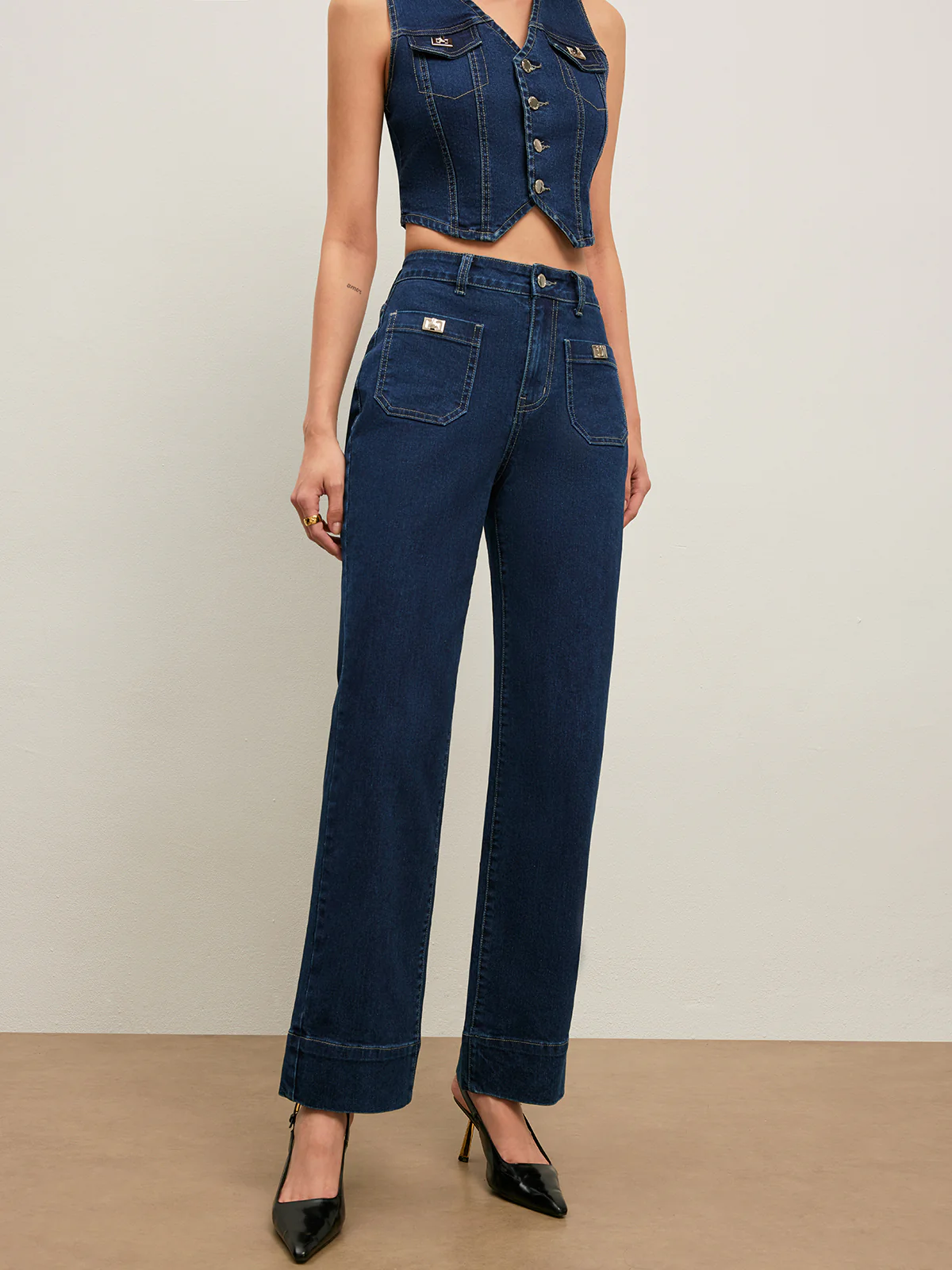 Classic High-Waisted Straight-Leg Jeans - Image 3