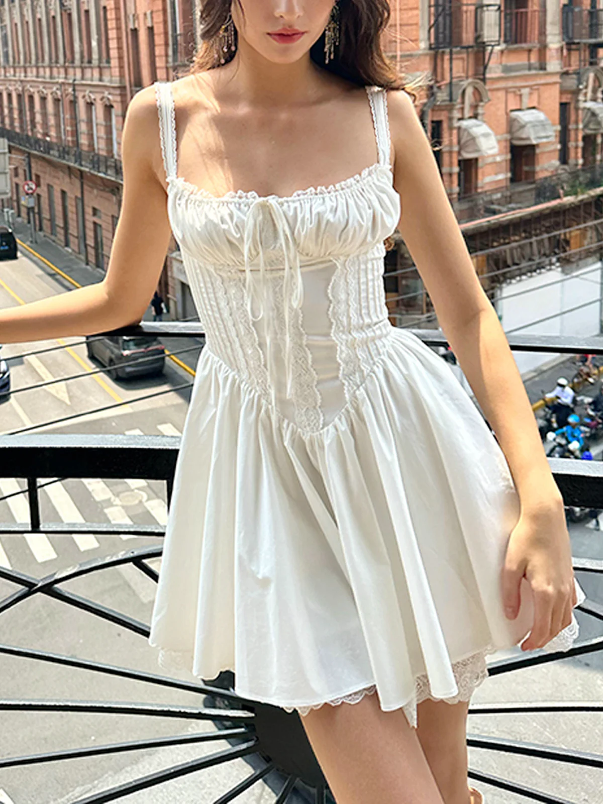 Coastal Cowgirl Lace Trim Corset Short Dress - Image 3