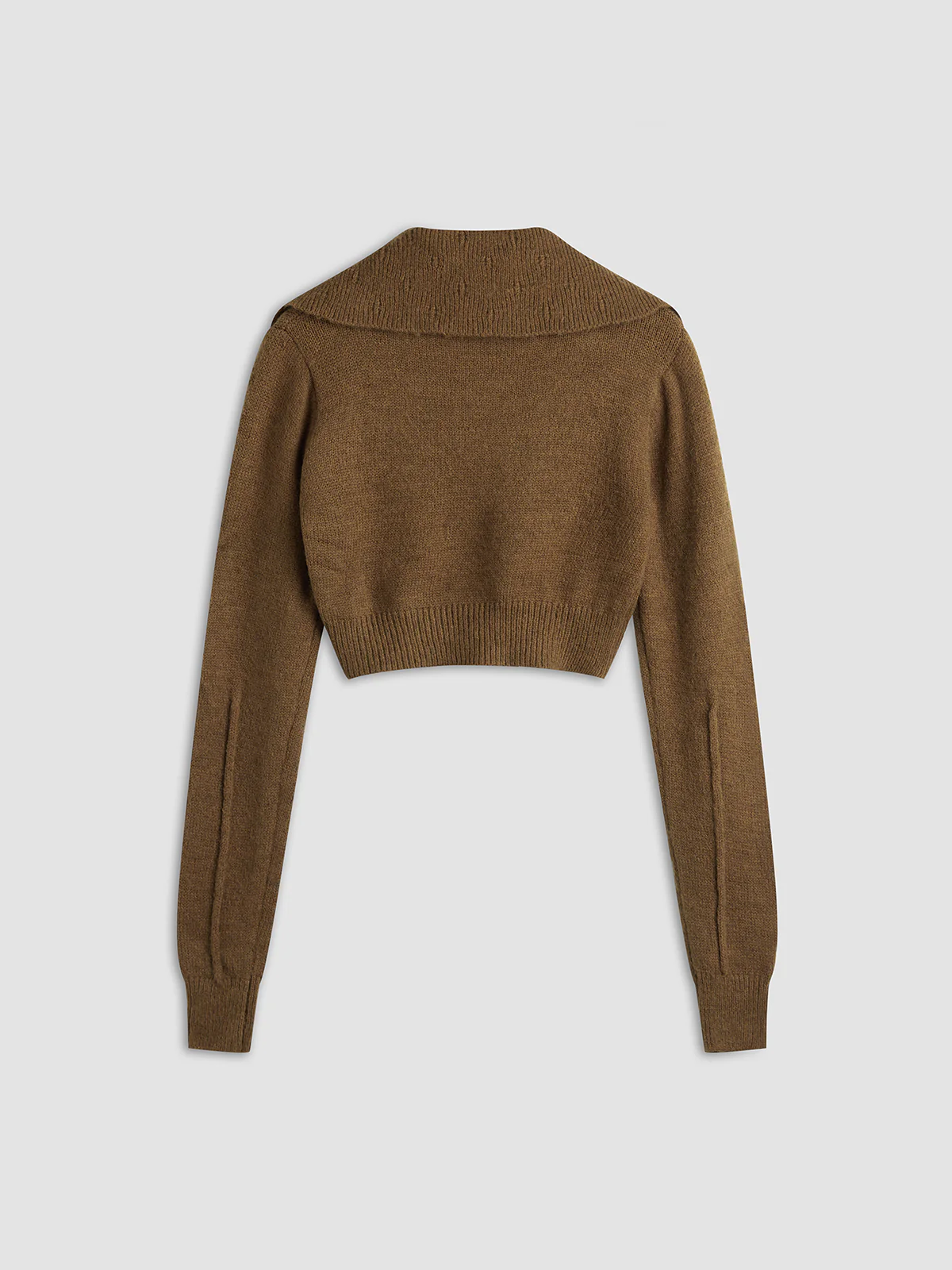 Cropped Cardigan with Collar - Image 4